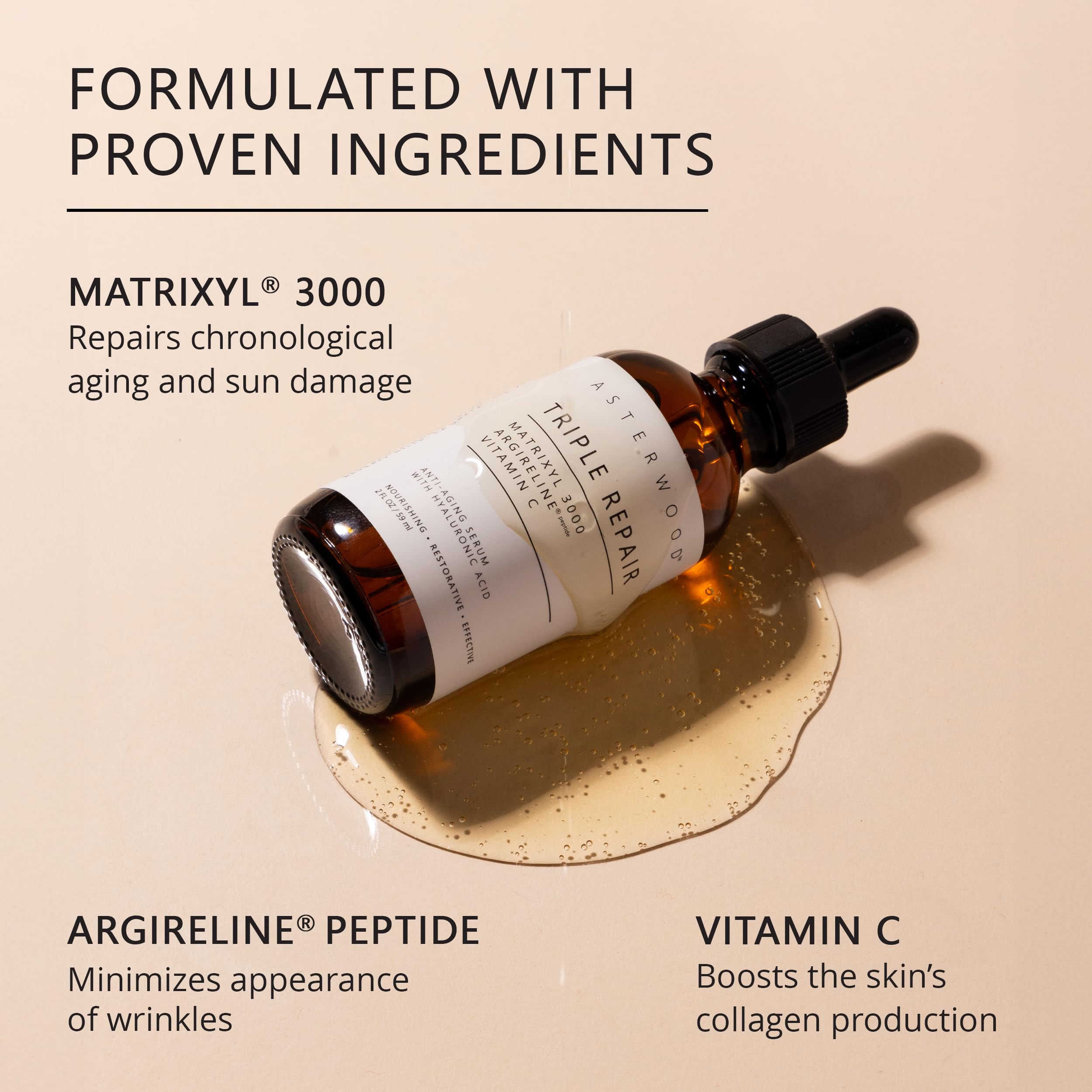 **Asterwood Hyaluronic Acid Serum + Triple Repair Serum + Vitamin C Serum + Matrixyl 3000 Serum (8 oz Each) – Anti-Aging Skincare Set for Hydration, Brightening & Wrinkle Reduction – Perfect for Daily Skincare Routine & Nighttime Use**