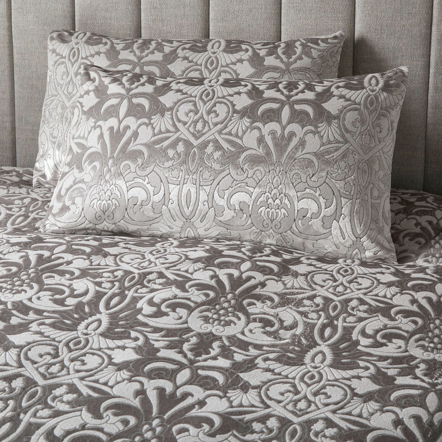 Laurence Llewelyn Bowen Firenza Luxury Duvet Cover Set - Silver | Premium Bedding Collection for Master Bedroom & Guest Room Decor