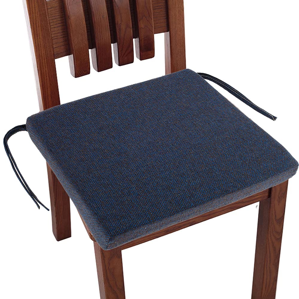 40x40cm Square Stool Cushions - Removable Memory Foam Seat Pad with Ties - Waterproof Outdoor Garden & Patio Furniture Cushion - Comfortable Support for Chairs, Benches & Stools - Perfect for Backyard, Deck, Poolside & Indoor Use (Blue)