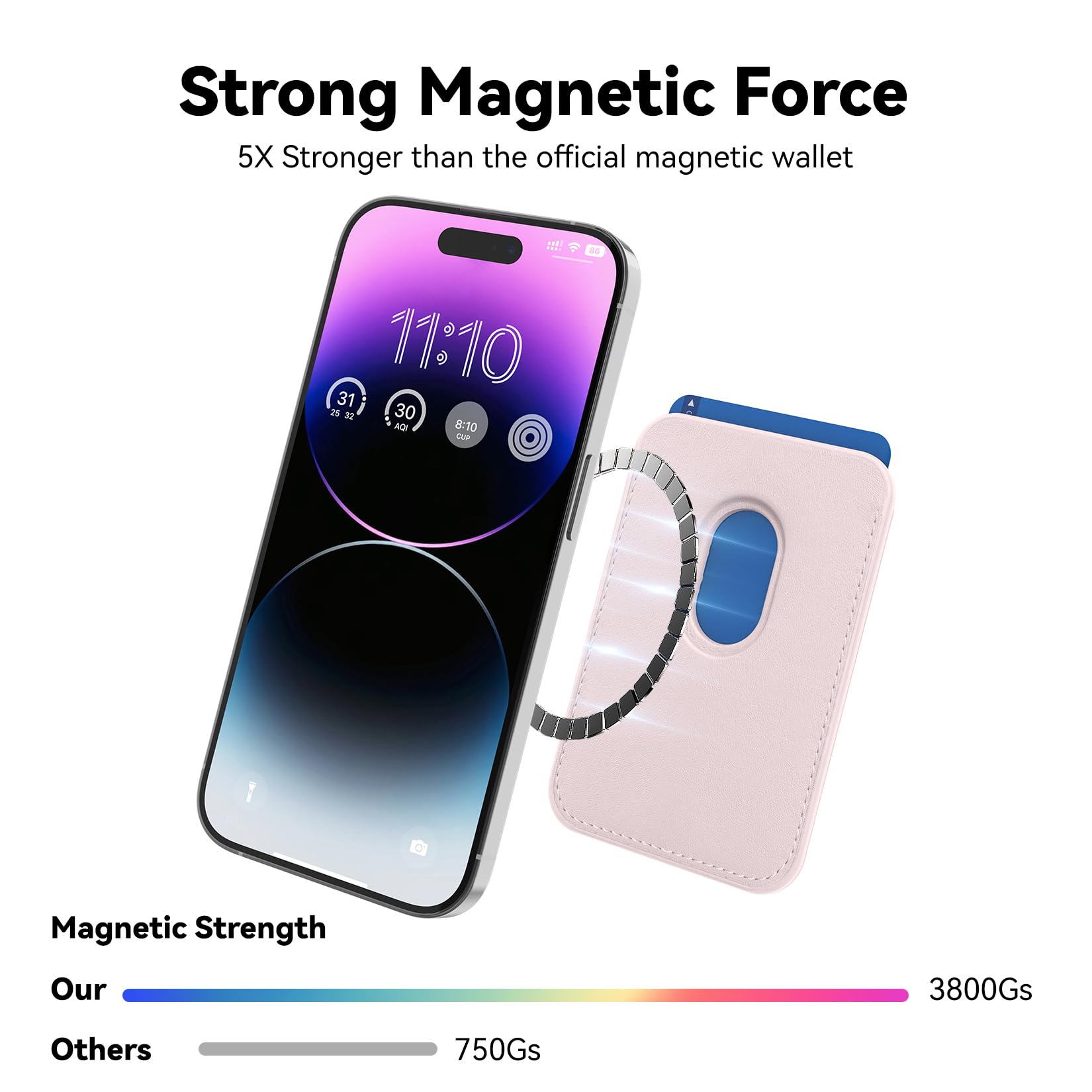 Magnetic Mag-Safe Wallet & Card Holder for iPhone 15/14/13/12 Pro/Max - Strong RFID Leather Phone Wallet with Enhanced Sticky Magnet - Light Pink | Perfect for Daily Commute, Travel & Hands-Free Convenience