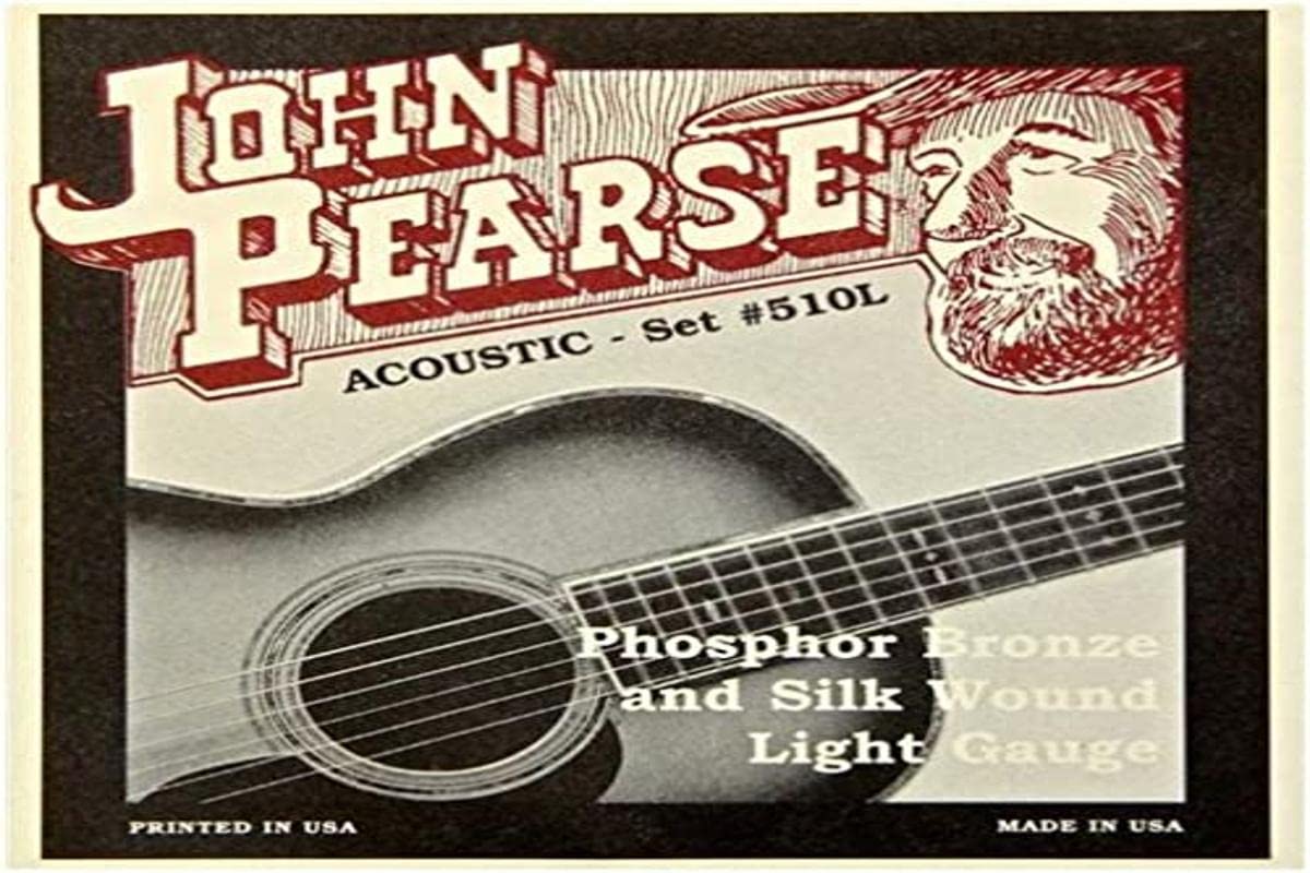 John Pearse Phosphor Bronze & Silk Wound Acoustic Guitar Strings (Medium Gauge) - Warm Balanced Tone for Fingerstyle & Folk Music Playing