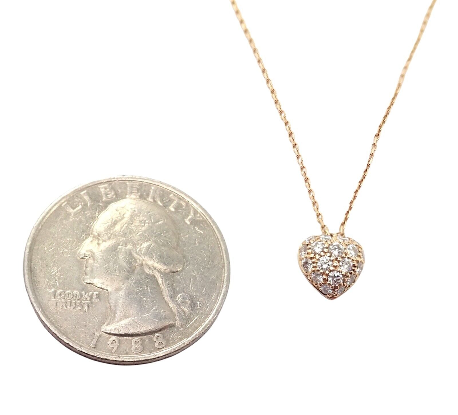 Authentic Cartier Small Heart 18k Rose Gold Pave Diamond Pendant Necklace for Women - Luxury Valentine's Day Gift & Anniversary Jewelry for Her