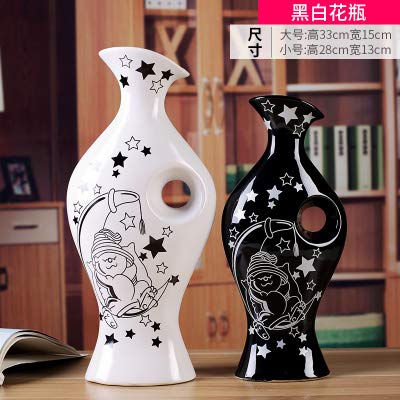 Nordic Porcelain White and Black Elephant Ceramic Vase - Elegant Home Decor for Living Room, Wedding Centerpiece & Scandinavian Style Figurine (Color: Elf Vase) | Perfect for Housewarming Gifts, Shelf Display & Boho Chic Interior Design