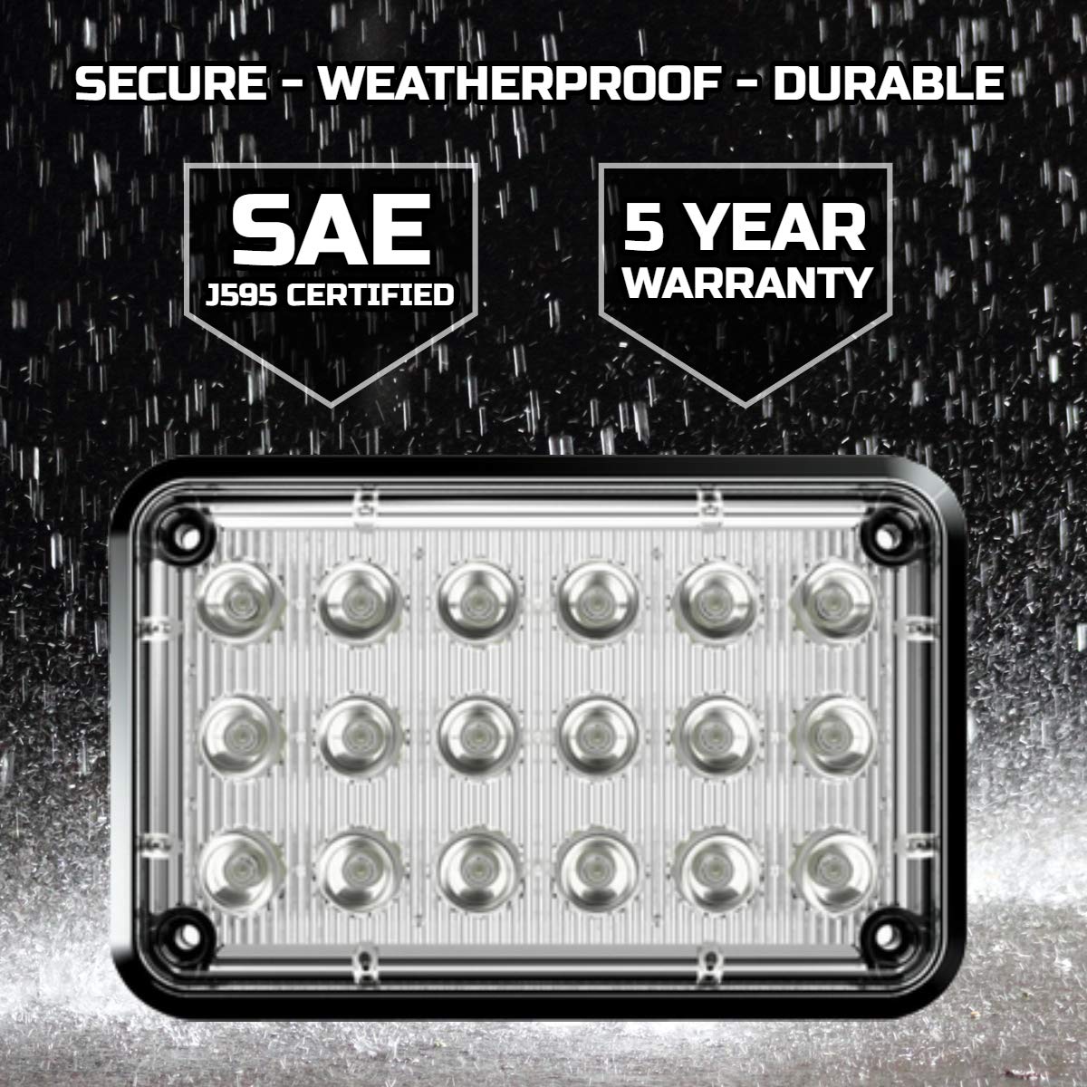 SpeedTech Lights Alpha-Z 6x4 LED Emergency Strobe Light - Clear Lens for Trucks, Emergency Vehicles & Off-Road Use - High Visibility Warning Light for Safety & Hazard Situations
