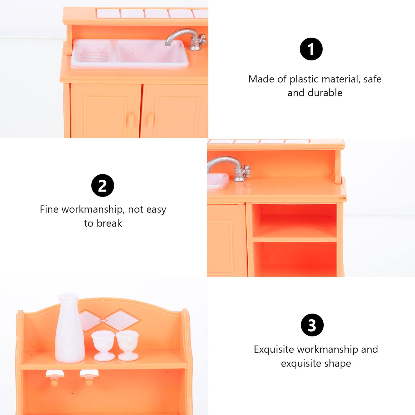 HANABASS 2-Piece Miniature Kitchen Cabinet Set - Wooden Mini Furniture for Dollhouse, Model Kitchens & Home Decor - Perfect for DIY Projects, Collectibles & Room Display