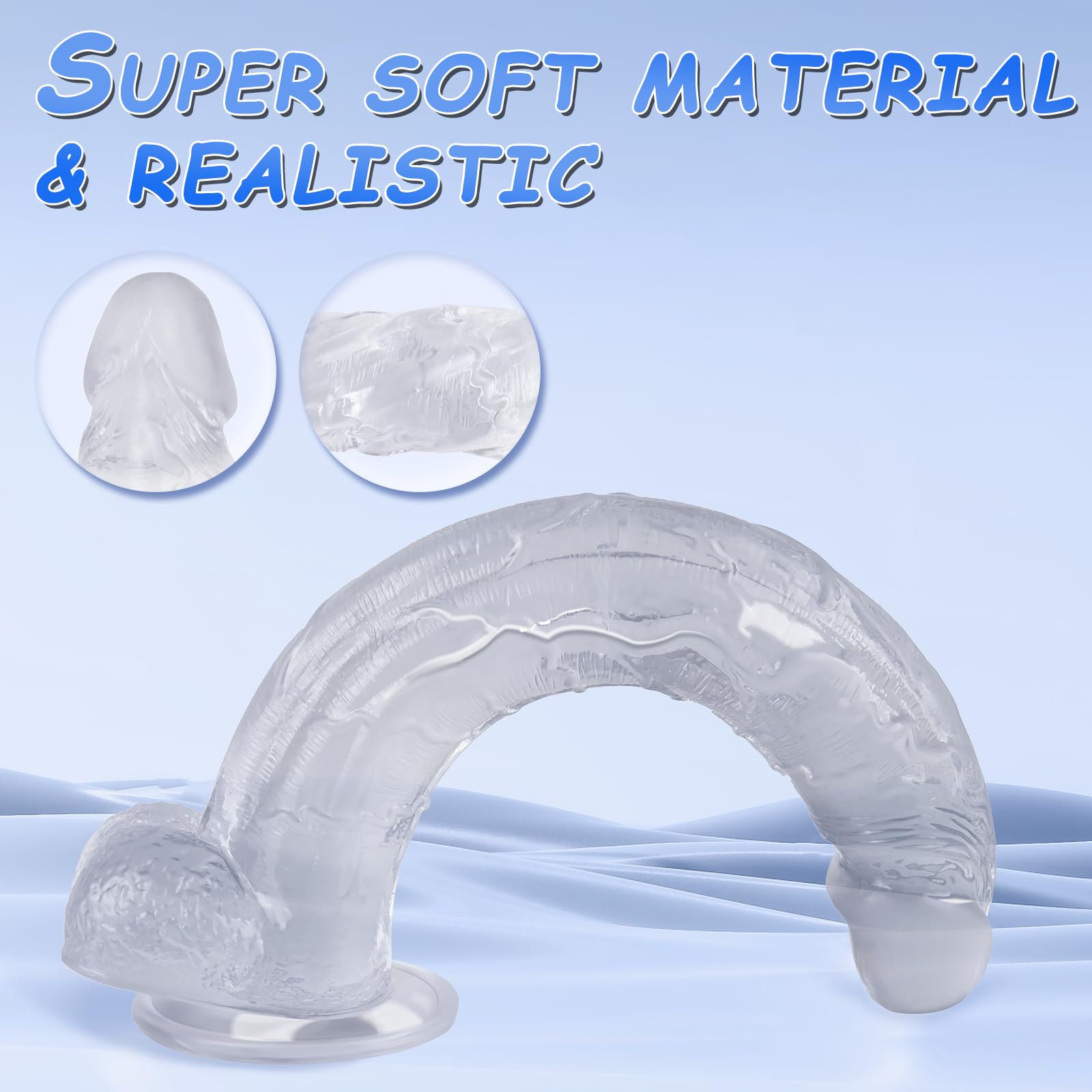 13 Inch Realistic Clear Dildo for Women & Couples - Body-Safe Silicone G-Spot & Anal Stimulator with Strong Suction Cup for Hands-Free Play - Perfect for Solo Use, Couples Play & BDSM Exploration