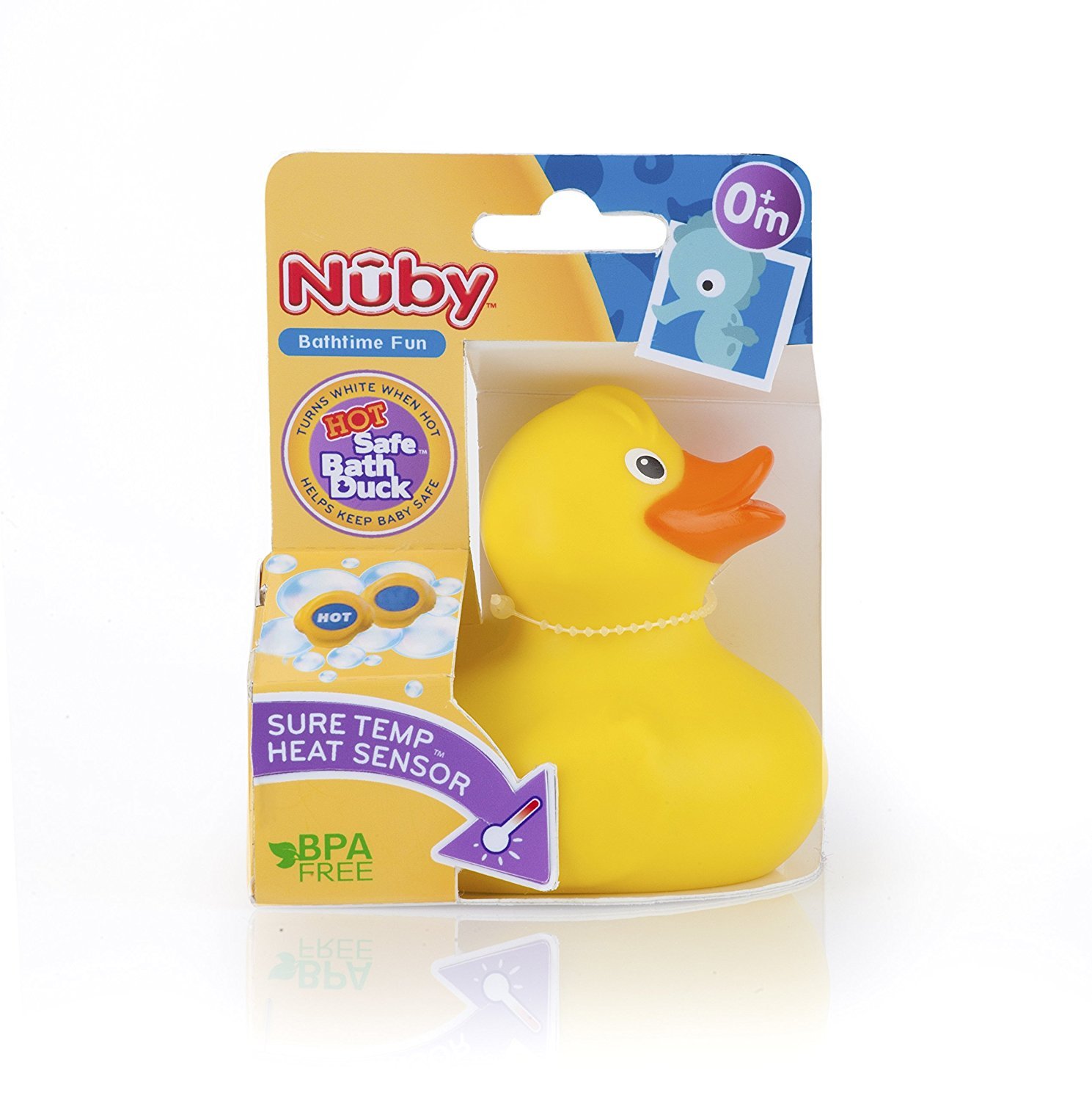Nuby Hot-Safe Bath Duck - Baby Bath Thermometer Toy for Safe Water Temperature - Fun & Educational Bath Time for Infants & Toddlers
