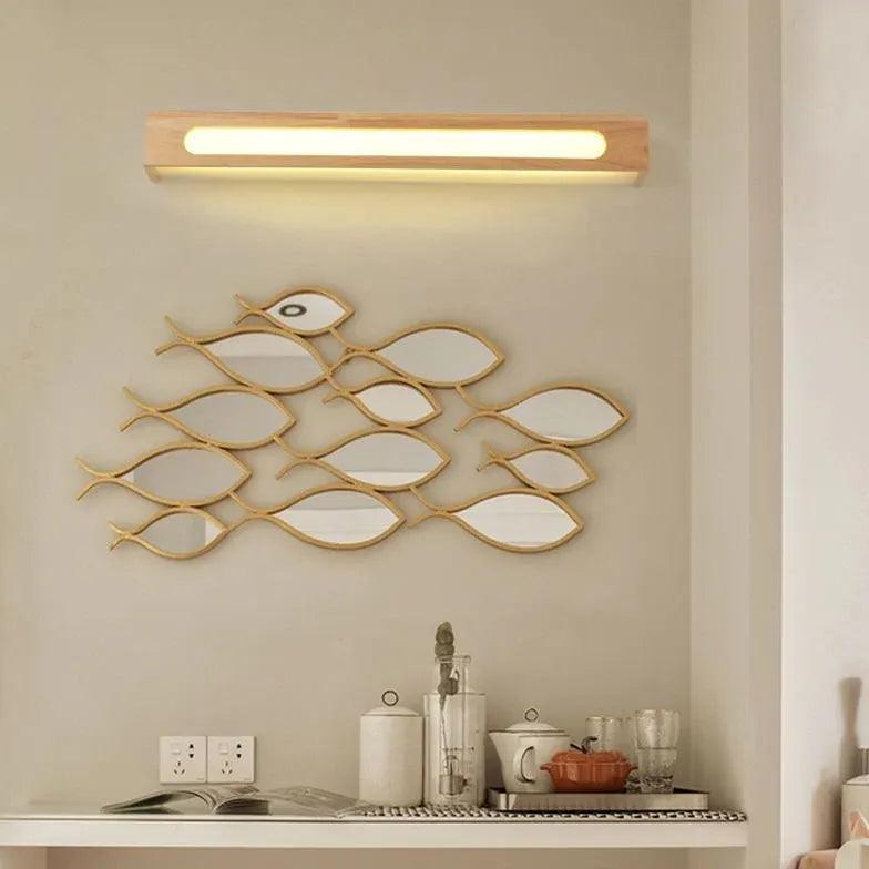 Modern Geometric Brown Wooden LED Wall Lights - Energy-Efficient Home Decor for Living Room, Bedroom & Office - Warm Ambient Lighting for Cozy Spaces