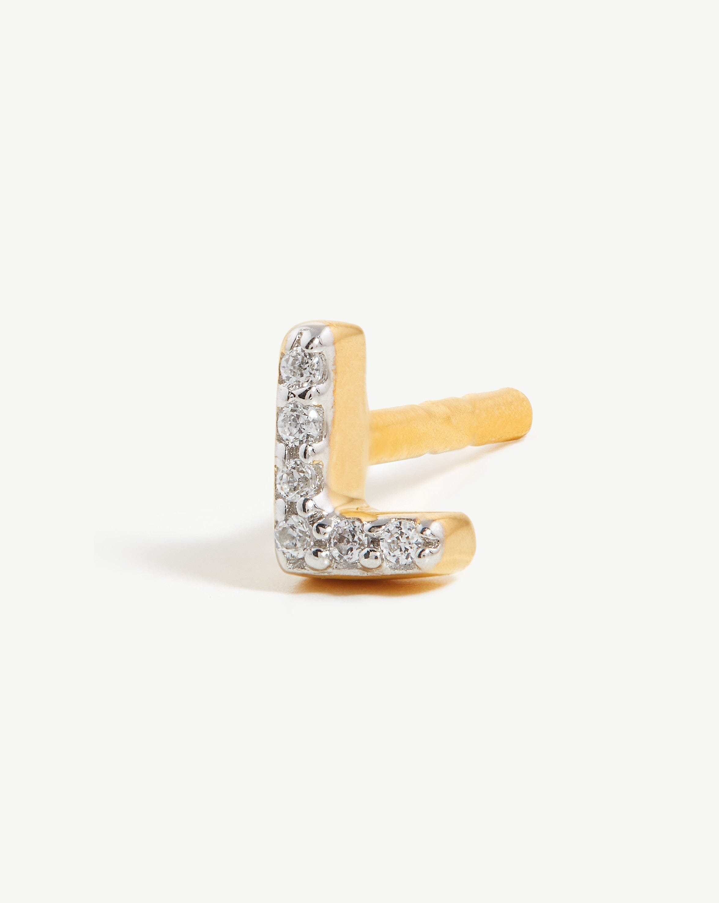Pave Initial Single Stud Earring - 18k Gold Vermeil & Cubic Zirconia Monogram Jewelry | Personalized Gift for Women, Birthday, Anniversary | Everyday Elegance & Special Occasion Wear