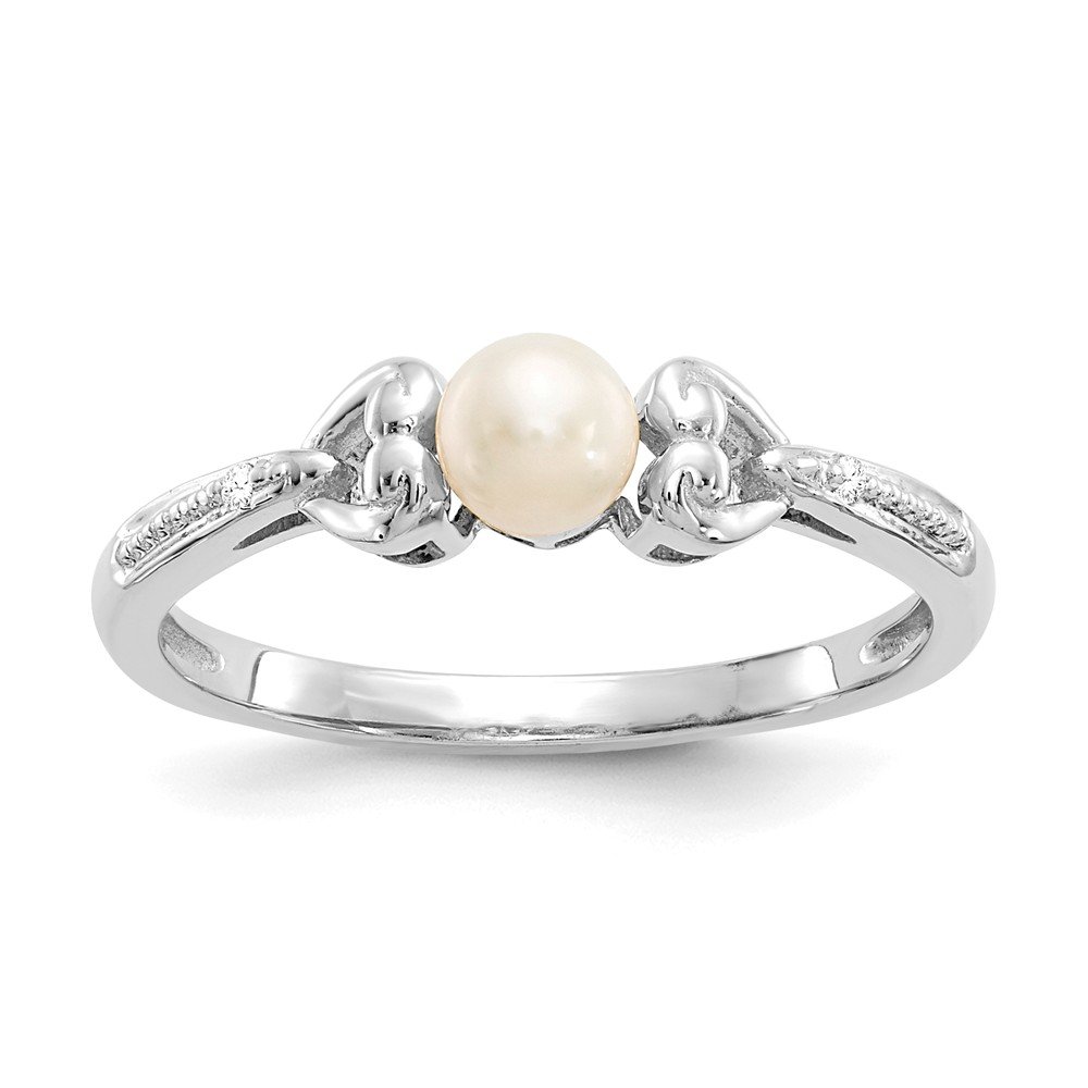 10K White Gold Freshwater Cultured Pearl & Diamond Engagement Ring (0.01 CTTW) - Perfect for Proposals, Anniversaries & Bridal Jewelry Gifts