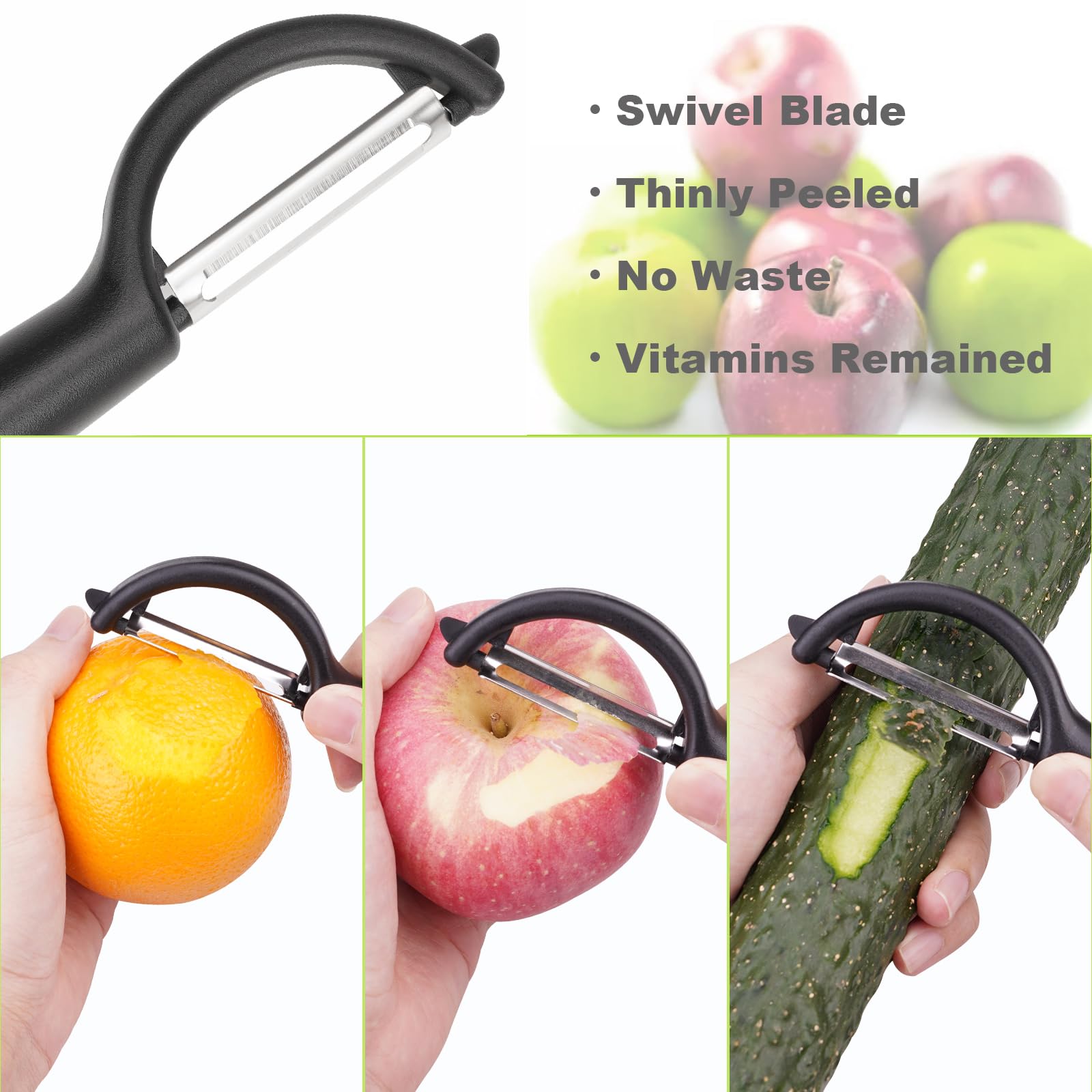 Premium 12-Blade Stainless Steel Apple Slicer & Corer Set with Peeler & Fruit Forks - Kitchen Gadgets for Fruit Prep, Snacks & Entertaining - Red (4.72 Inch)