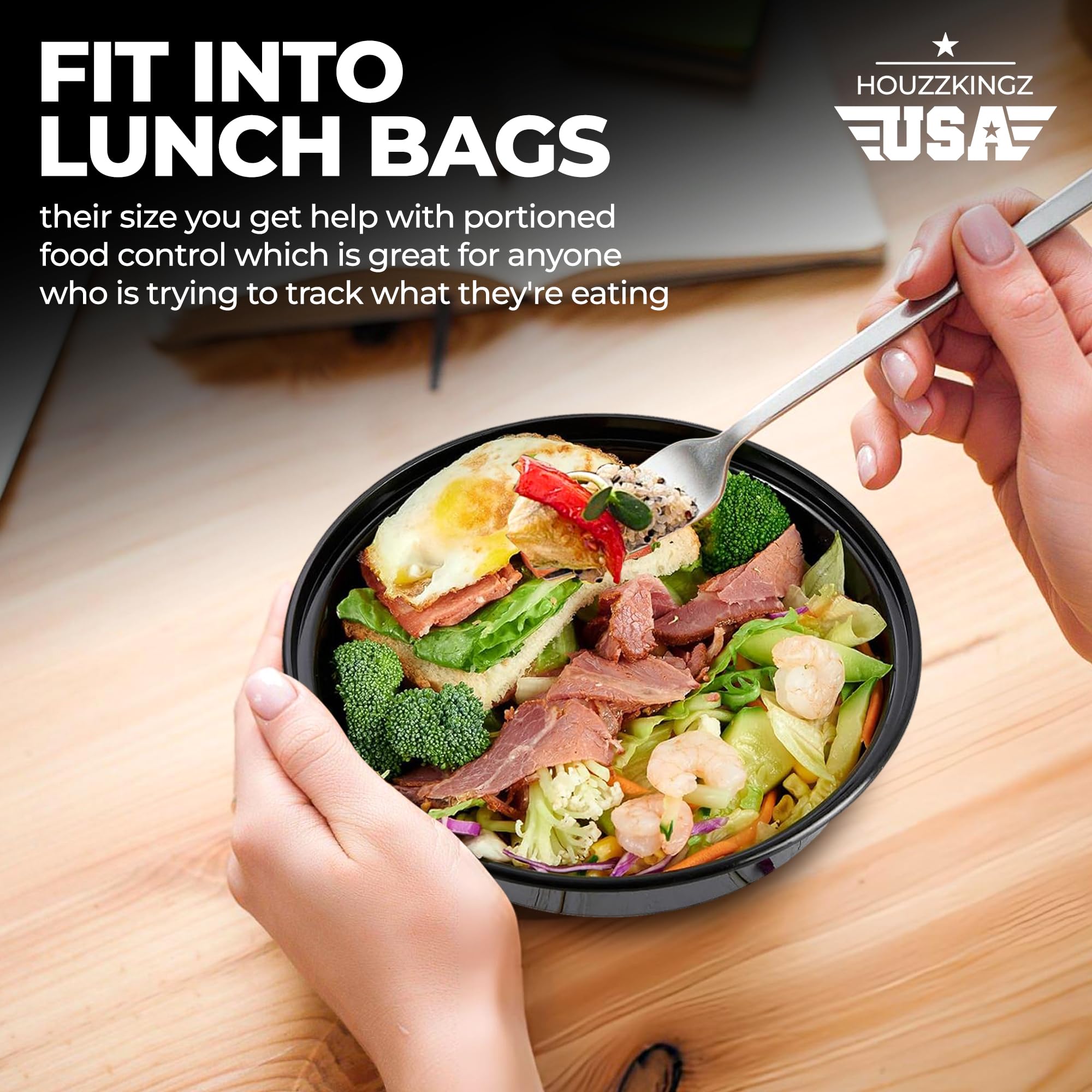 32 Oz Disposable Plastic Bowls with Lids - 50 Pack Microwave Safe Meal Prep Containers for Salad, Soup, Leftovers | BPA-Free To-Go Food Storage | Perfect for Office Lunch, Picnics & Takeout
