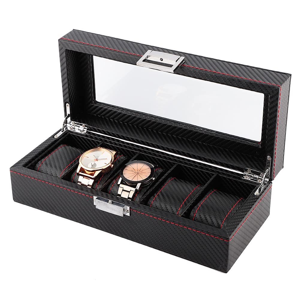 5 Slot Watch Organizer Box - PU Leather Surface for Men & Women - Perfect for Home, Office, or Watch Shop Storage & Display