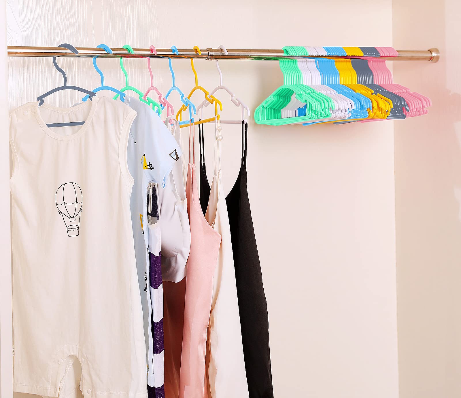 60 Pack Grey Baby Closet Hangers - Non-Slip Infant Clothes Hangers for Newborn, Toddler & Kids - Ultra-Thin Space Saving Nursery Hangers for Boys & Girls - Perfect for Baby Shower Gifts & Organizing Small Clothes