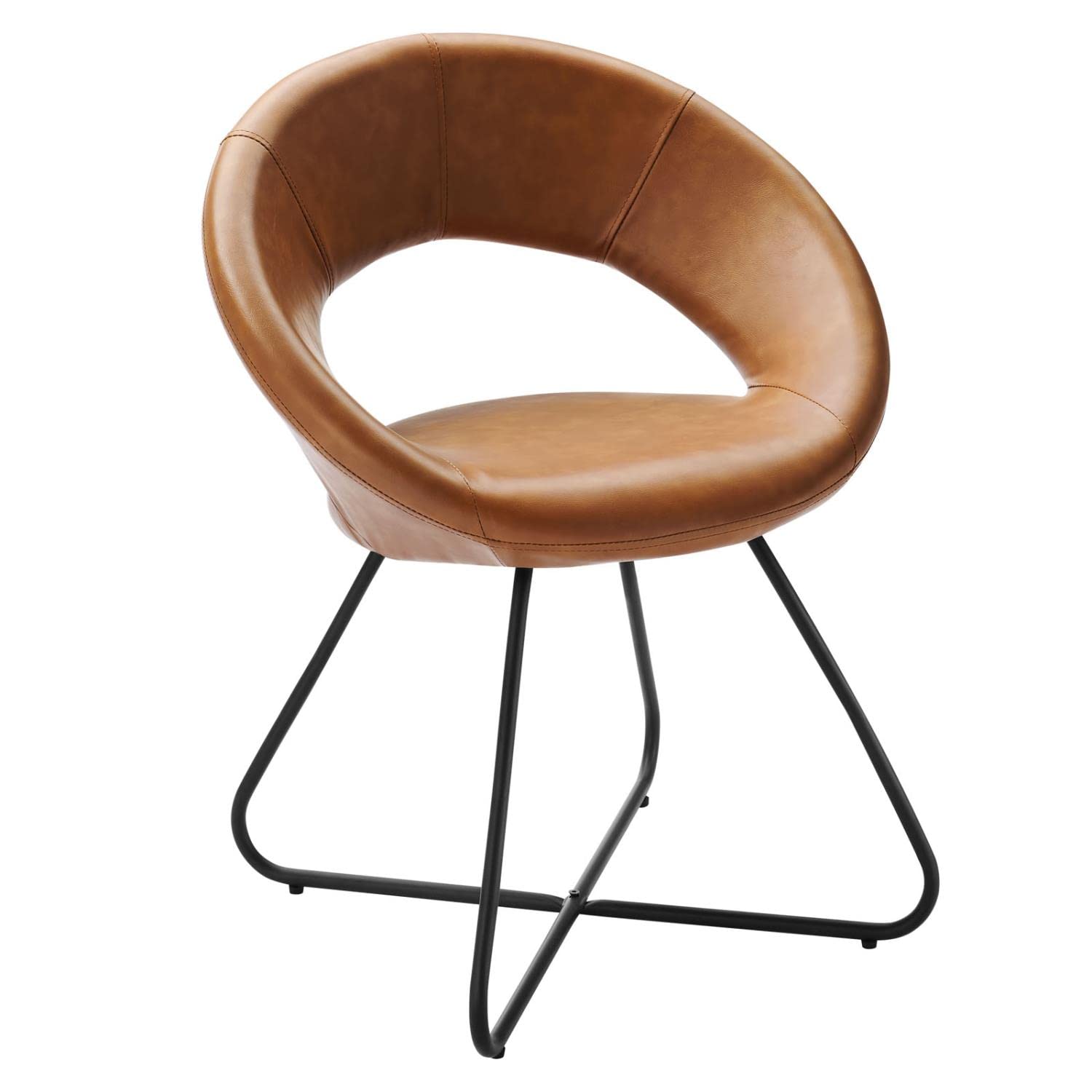 Moday Nouvelle Vegan Leather Dining Chairs Set of 2 - Black & Tan Faux Leather Modern Kitchen Chairs for Dining Room, Restaurant, and Home Decor