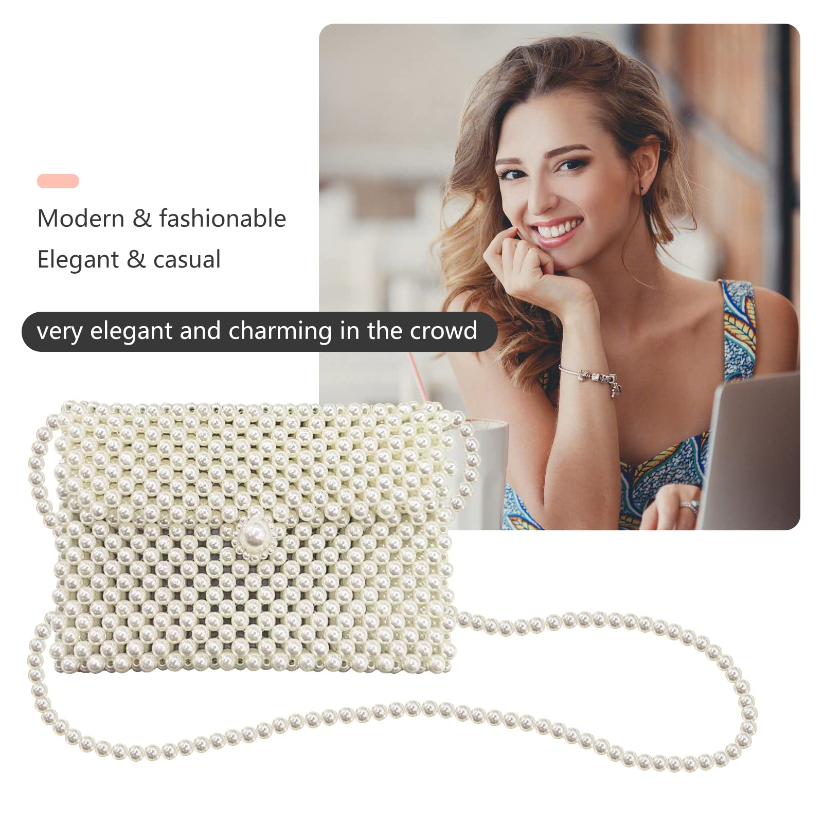 Elegant Pearl Clutch Purse for Women - Beaded Evening Bag for Parties, Weddings & Special Occasions | Perfect for Formal Events, Date Nights & Bridal Accessories