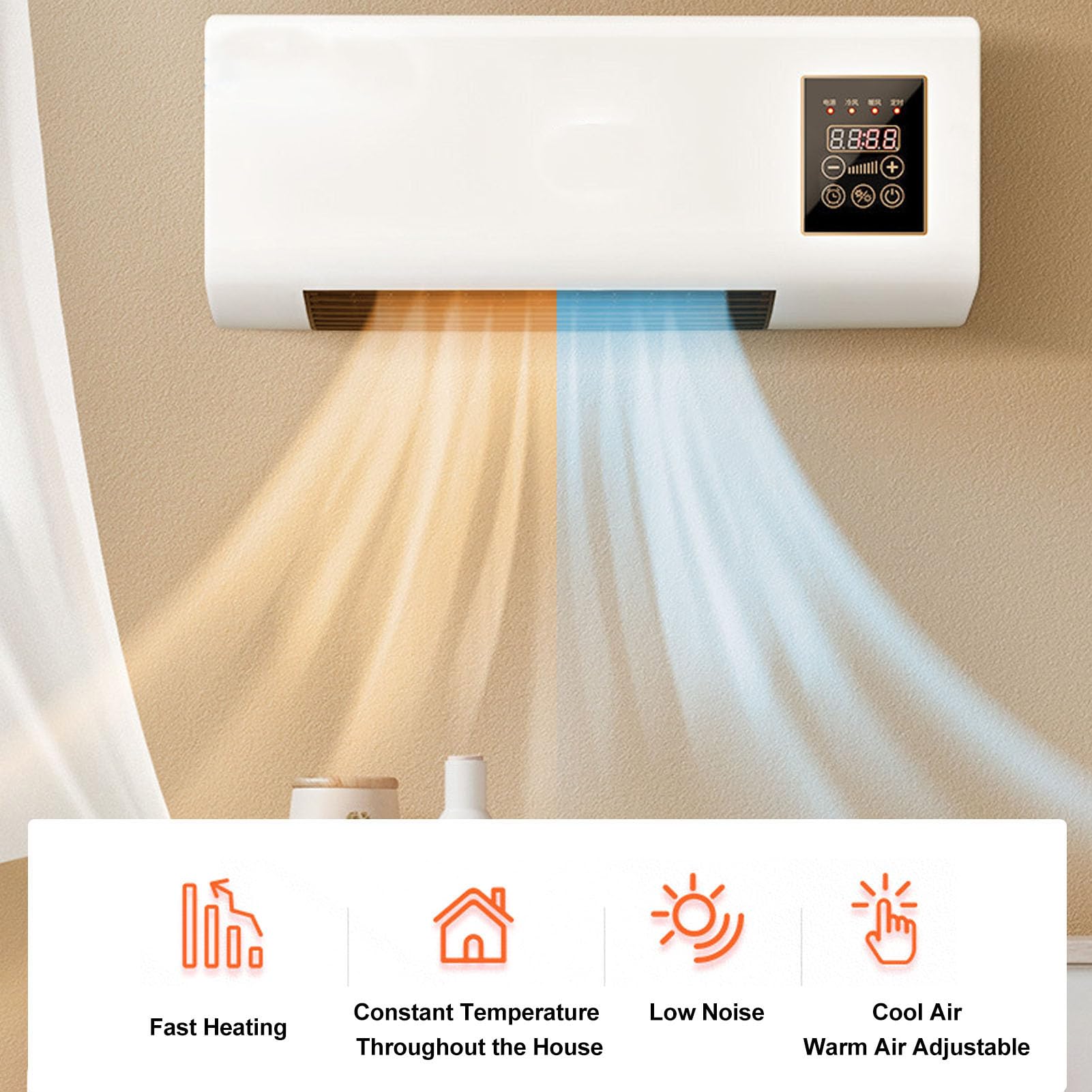 Portable Wall Mounted AC Heater Combo - Dual Function Cooling & Heating Fan for Bathroom, Bedroom, Office | Energy Efficient Small Air Conditioner with Remote Control | Perfect for Summer Cooling & Winter Warmth