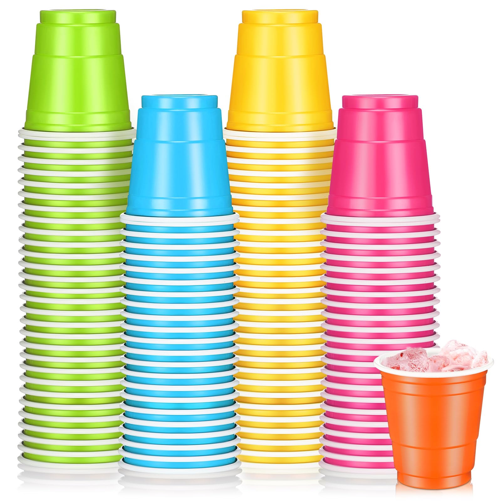 200-Pack 2 oz Disposable Plastic Shot Glasses - Multi-Color Mini Cups for Easter, Weddings, Baby Showers, Graduations & Summer Parties - Perfect for Beer Tasting, Cocktails & Beverage Serving (5 Colors)