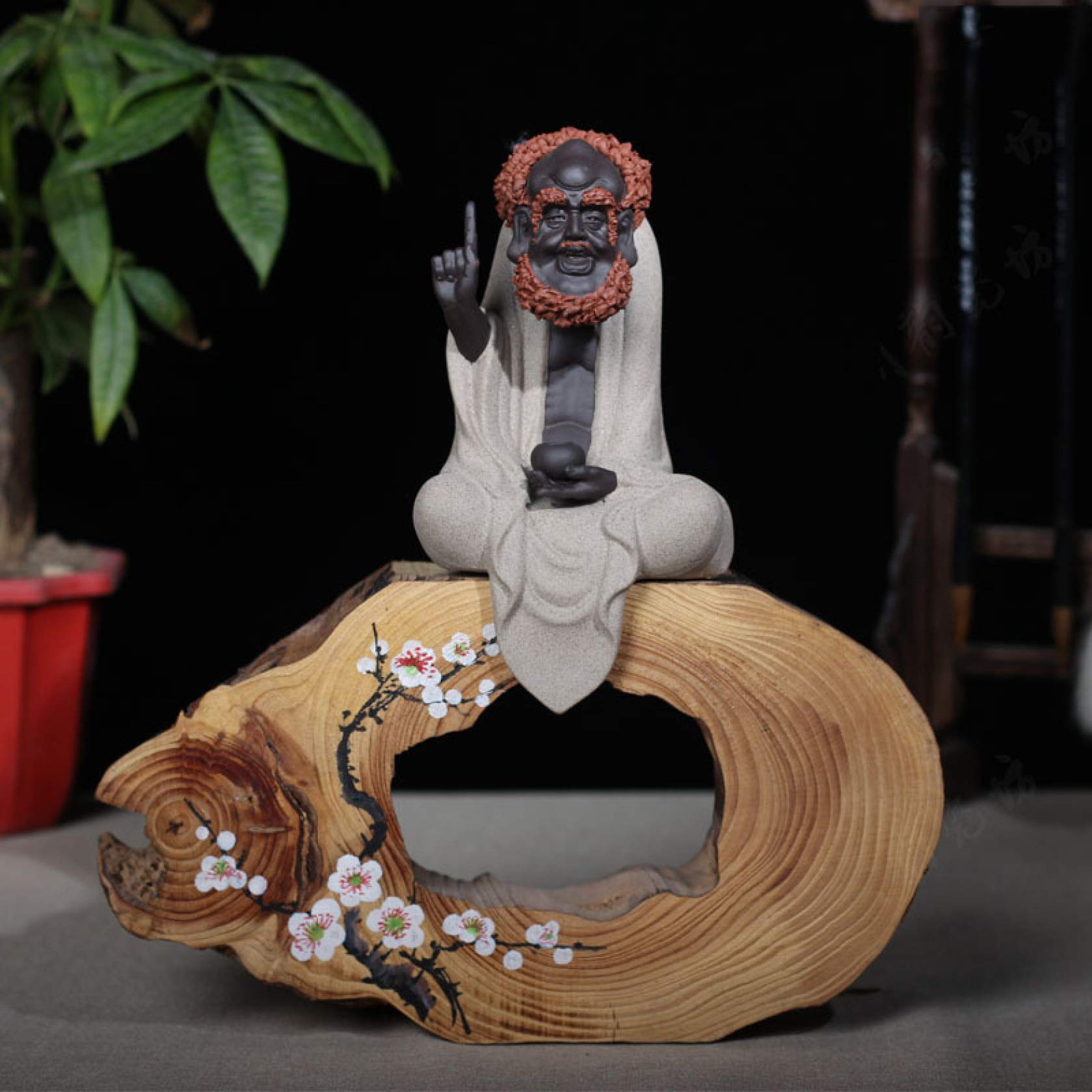 KKONION Modern Bodhidharma Statue - Handcrafted Ceramic Lucky Sculpture for Home Decor, Zen Meditation Room & Office Feng Shui Art Gift