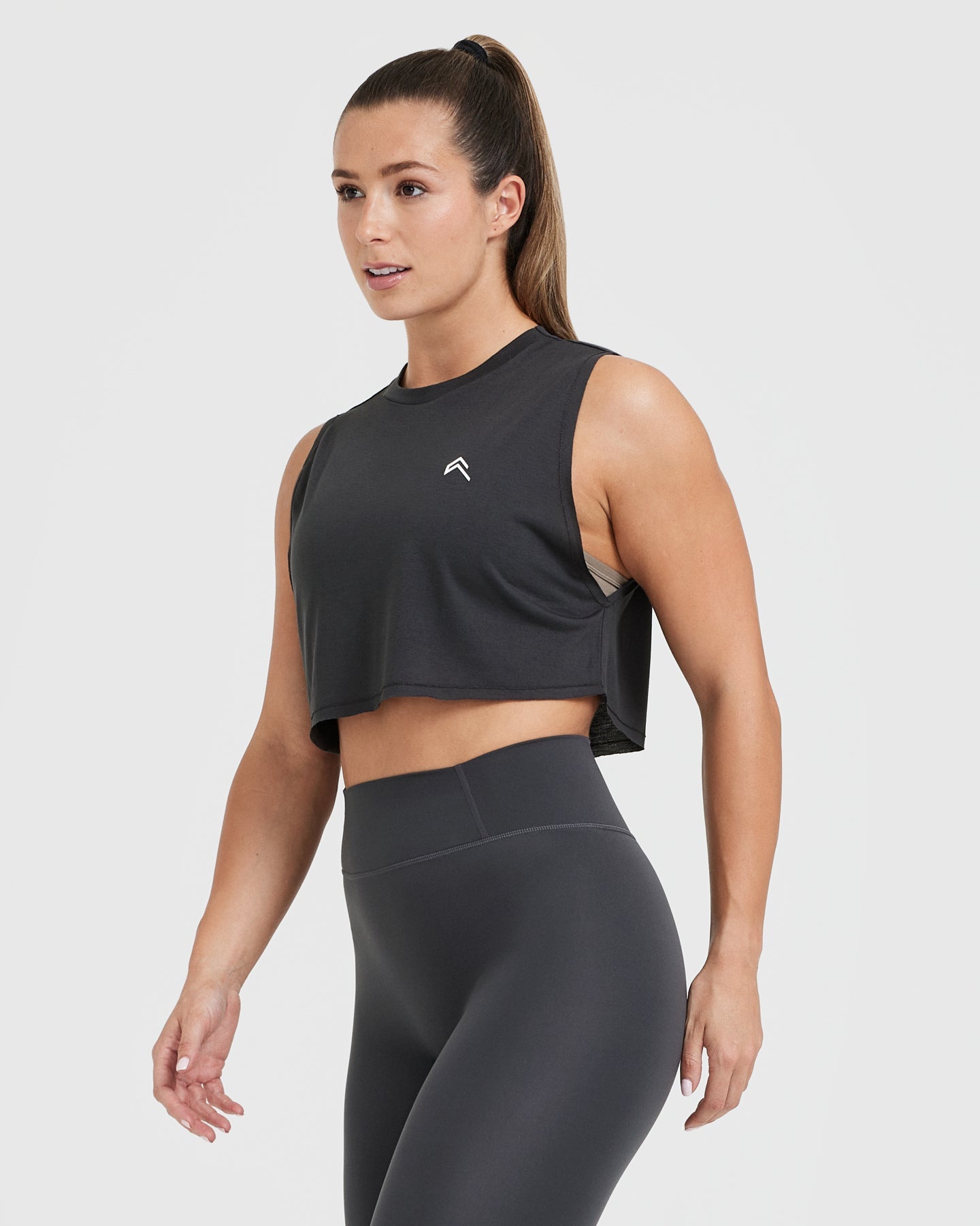 Go To Muscle Crop Vest for Women - Stylish Workout Tank Top | Coal - Perfect for Gym, Yoga & Running