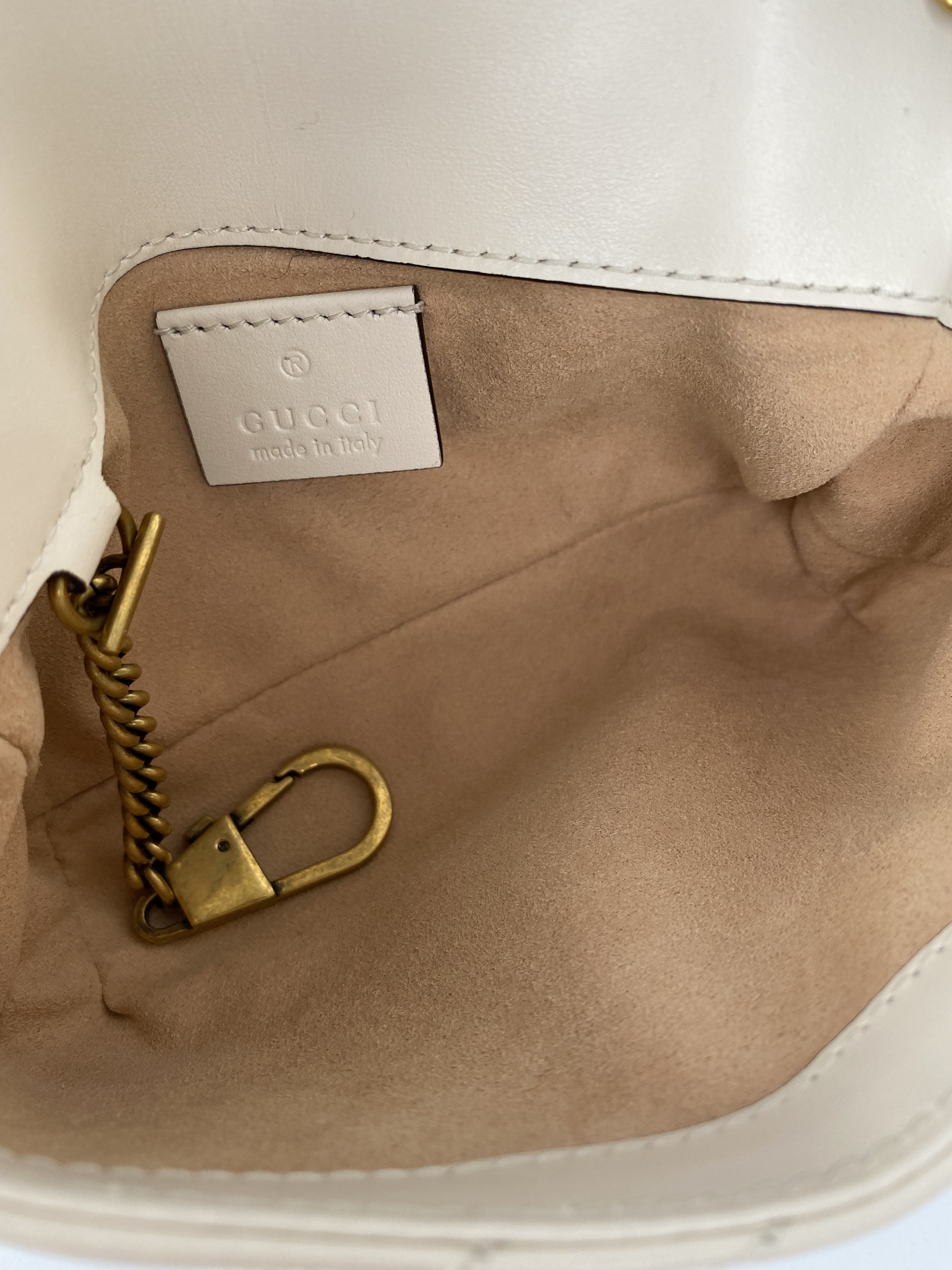 Gucci Super Mini White Marmont Crossbody Bag - Luxury Leather Shoulder Purse for Women, Perfect for Date Night & Evening Events