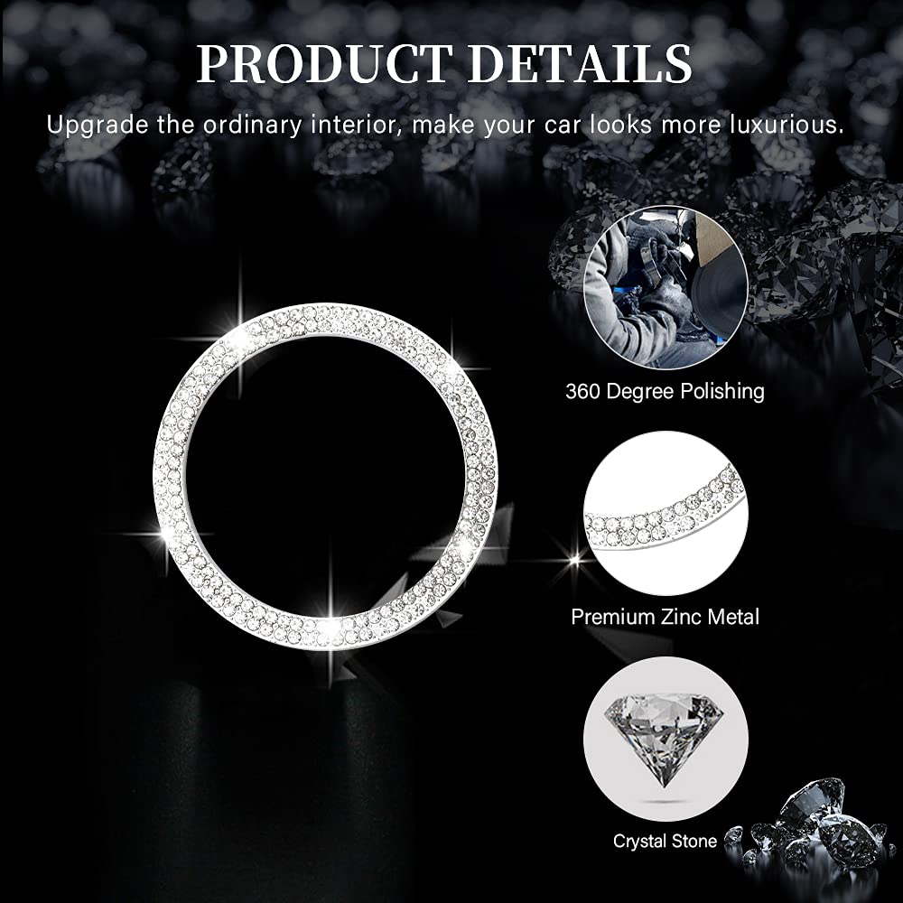 Sparkling LECART Ignition Button Ring for Volkswagen CC 2009-2017 - Bling Car Accessories Interior Upgrade for VW CC - Perfect for Night Driving & Luxury Interior Enhancement