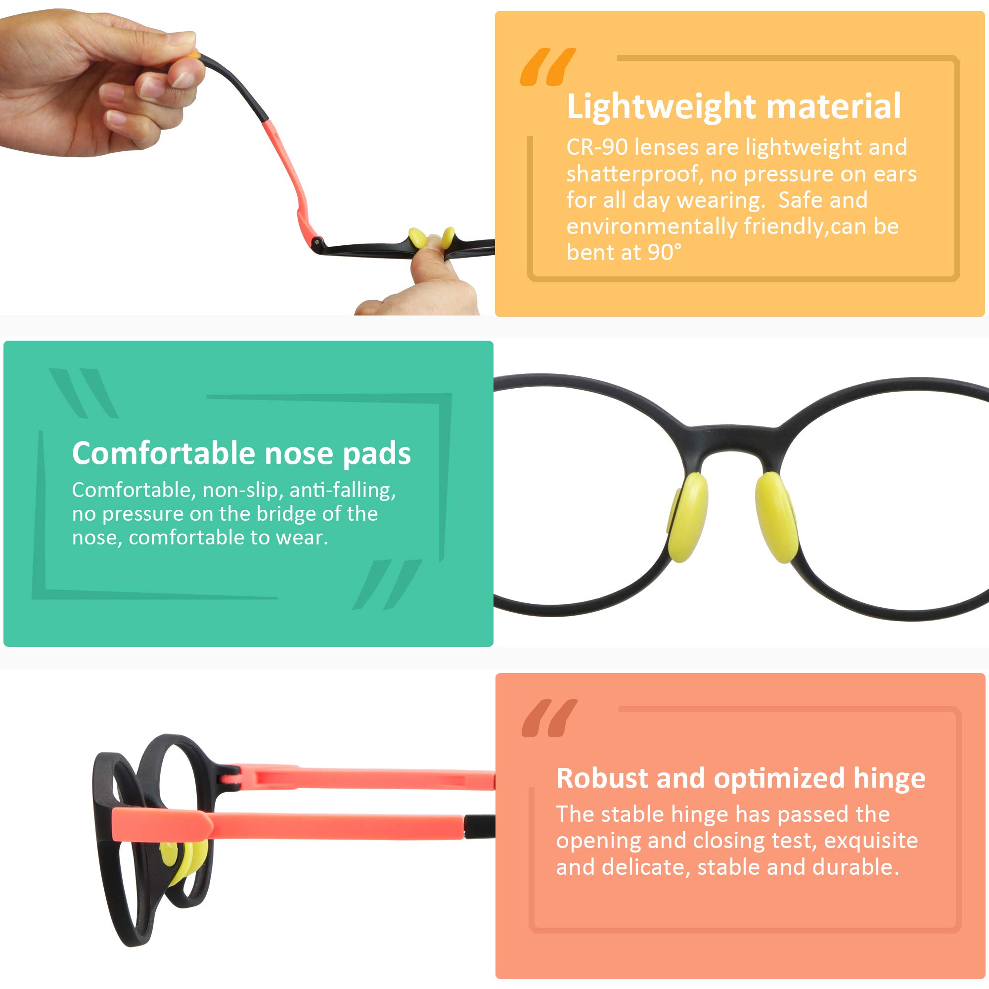VisionGlobal Blue Light Blocking Glasses for Kids - Anti Eyestrain & Anti Glare Computer Glasses - Reduce Digital Eye Strain for Online Classes & Gaming