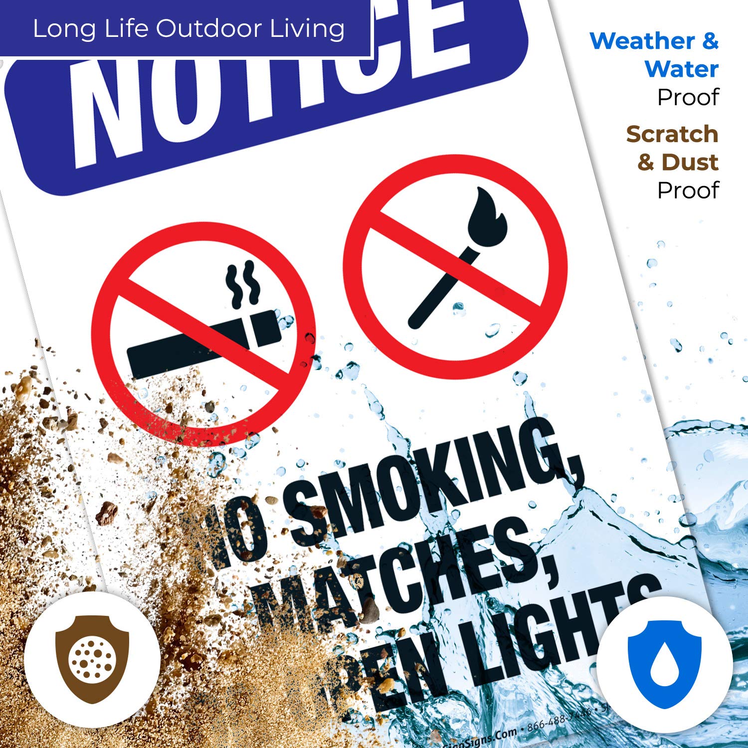 No Smoking, Matches, or Open Flames Sign - OSHA Compliant 10x7 Inch Rust-Free Aluminum Safety Sign - Fade Resistant for Indoor/Outdoor Use - Made in USA - Perfect for Factories, Warehouses & Public Spaces