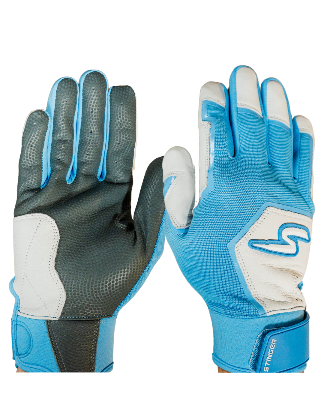 Sting Squad Batting Gloves - Columbia/White & Graphite | Premium Baseball & Softball Training Gloves for Enhanced Grip & Comfort | Perfect for Practice, Games & Outdoor Sports