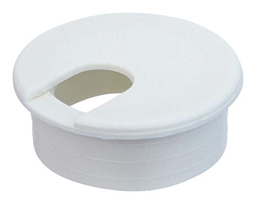 Jandorf 1-3/4 Inch White Grommet Desk Cable Organizer - Perfect for Home Office, Study Room & Workspace Cable Management