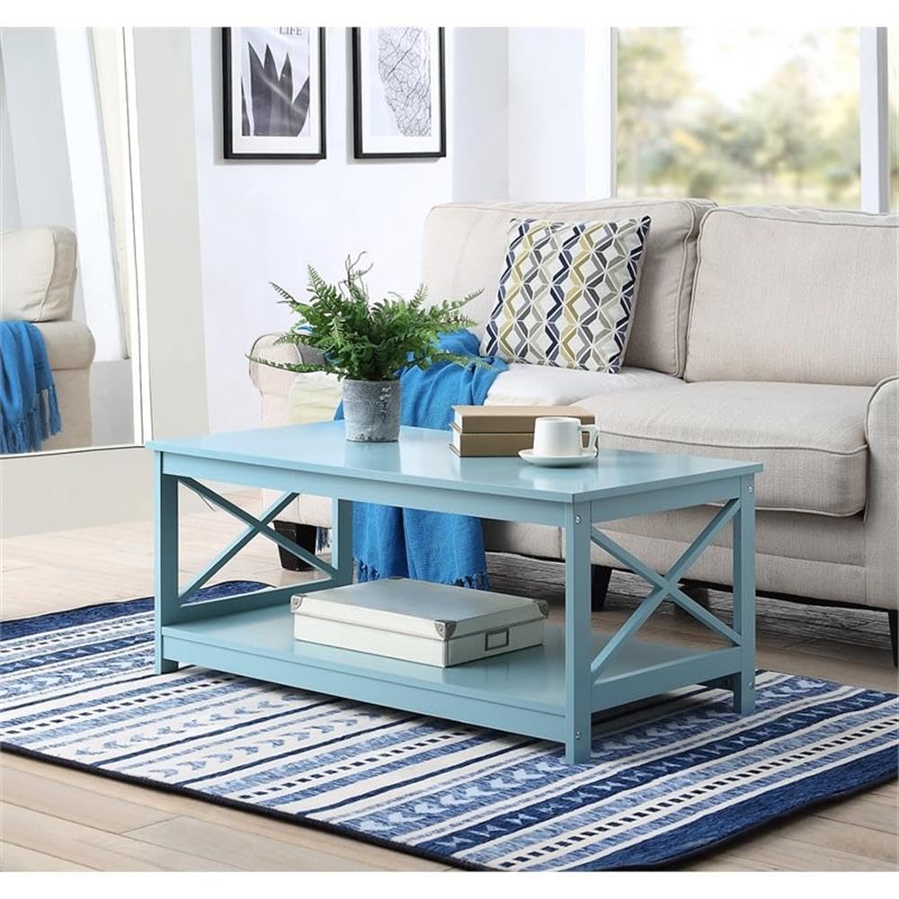 Pemberly Row Coffee Table - Sea Foam Green Wood Finish - Modern Living Room Furniture for Small Spaces & Home Decor
