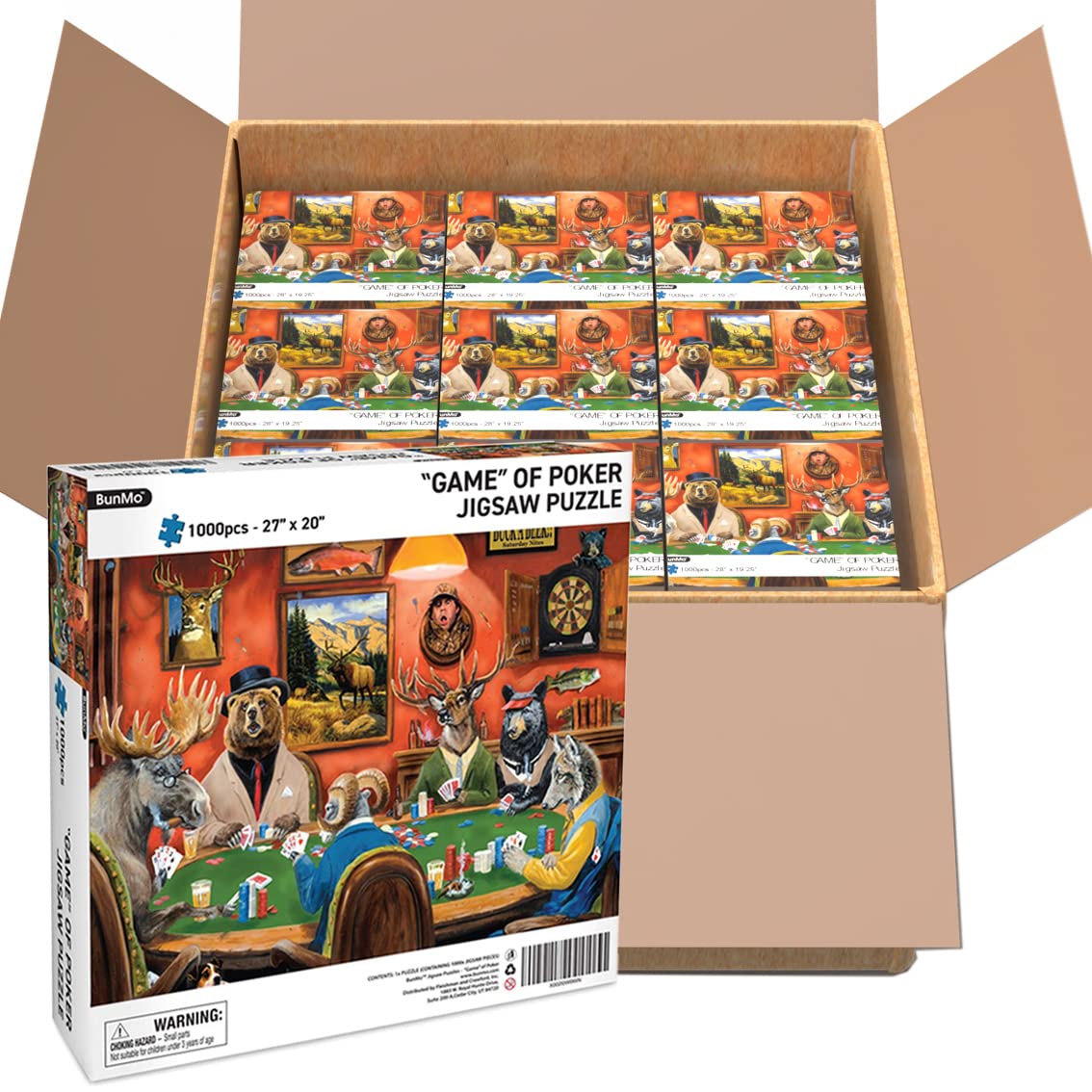 BunMo Bulk 28-Pack 1000 Piece Jigsaw Puzzles for Adults - Animal Theme Puzzle Games, Perfect for Family Game Nights, Stress Relief & Home Decor (1 Case = 28 Puzzles)