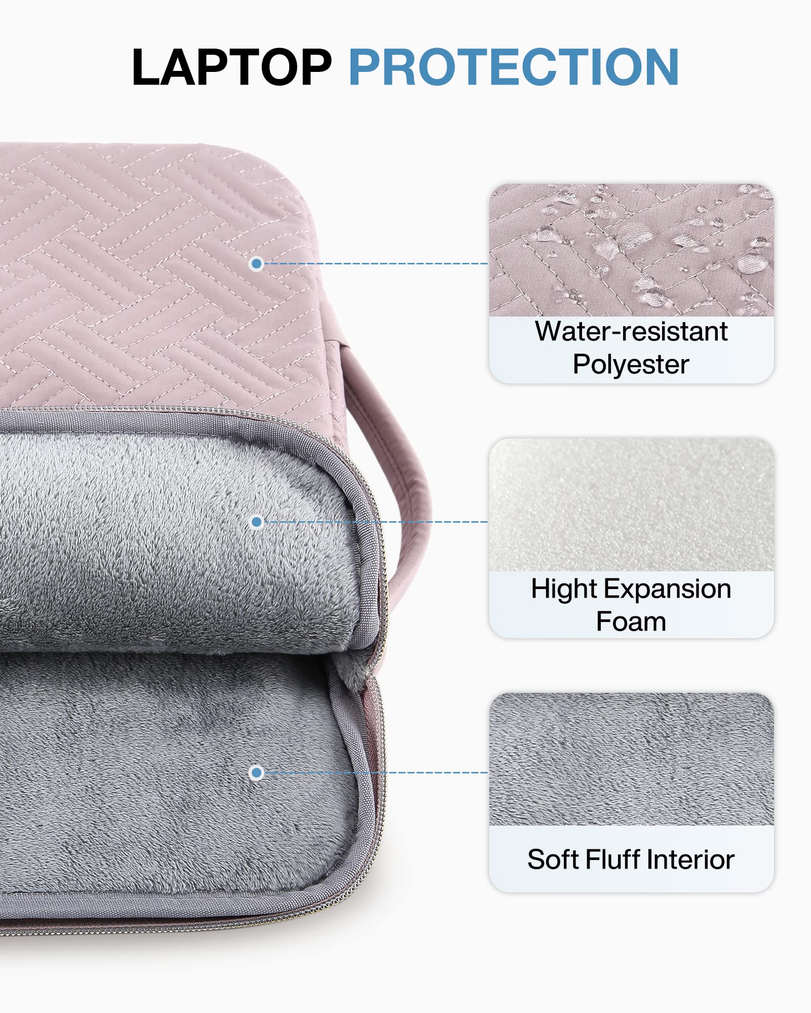 BAGSMART 13.3 Inch Laptop Sleeve Case for MacBook Pro 13-14 Inch, HP, Dell, Lenovo, Asus Notebooks - Protective Pink Neoprene Cover | Perfect for Work, School & Travel