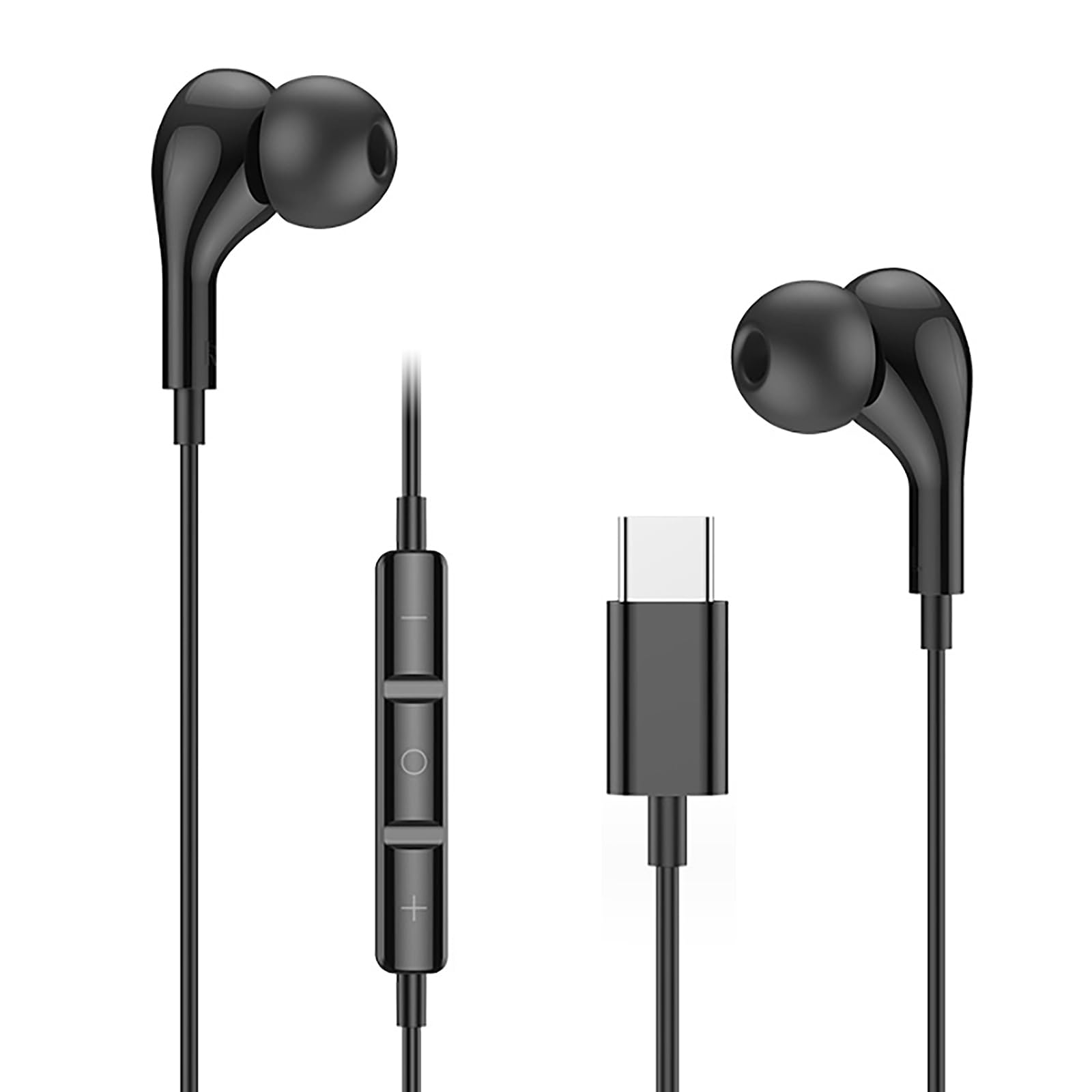 USB Type C Headphones with Built-in Mic & Volume Control - Compatible with iPhone 16/15, Samsung Galaxy S25/S24/S23/Ultra/Plus, iPad Pro - Comfortable in-Ear Earbuds for Workouts, Commuting & Gaming