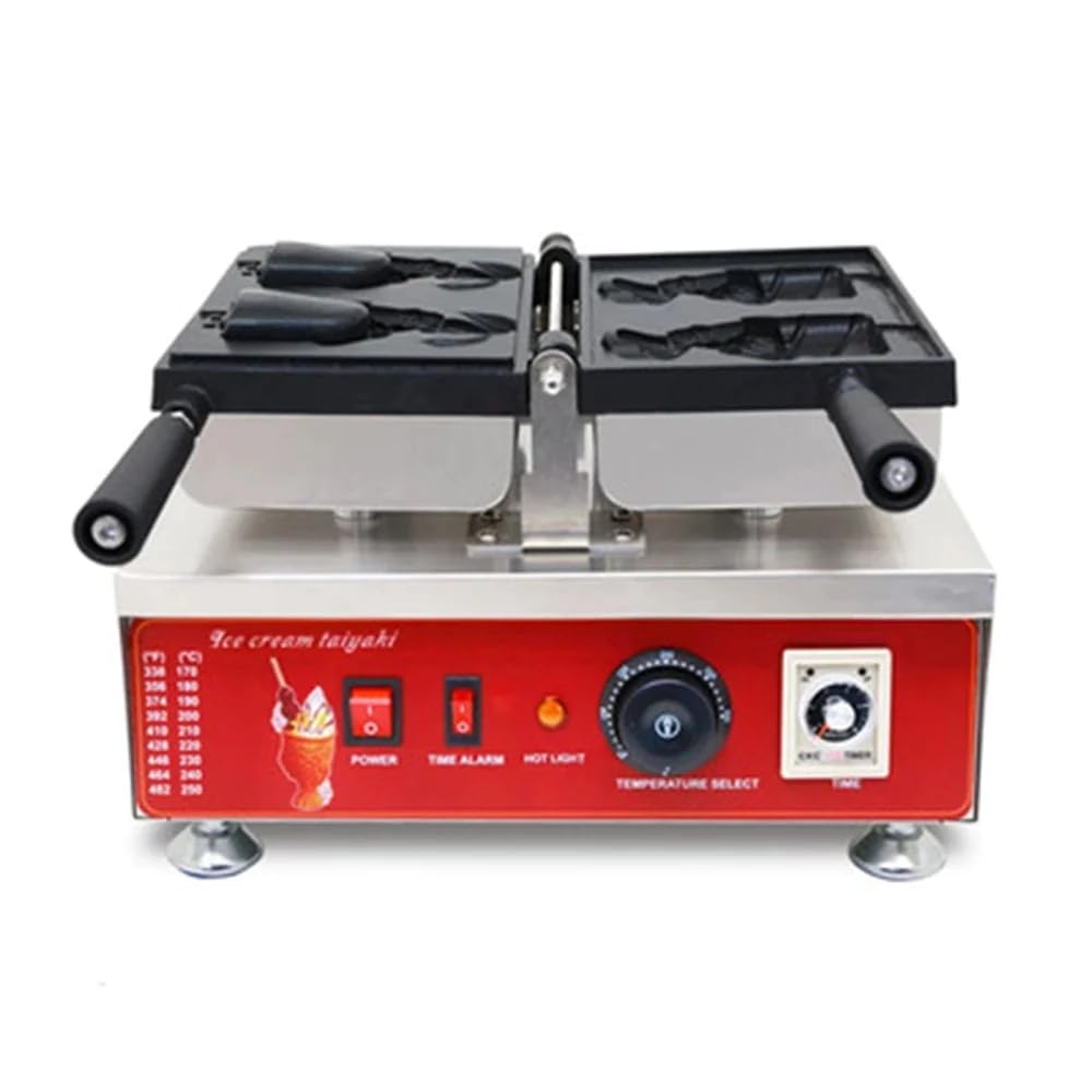 Fish Shape Open Mouth Waffle Maker - Taiyaki Machine 110V for Japanese Pancakes - Perfect for Home Breakfast, Party Snacks & Street Food Business