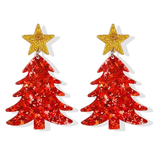 B3:Red Christmas Tree Earrings