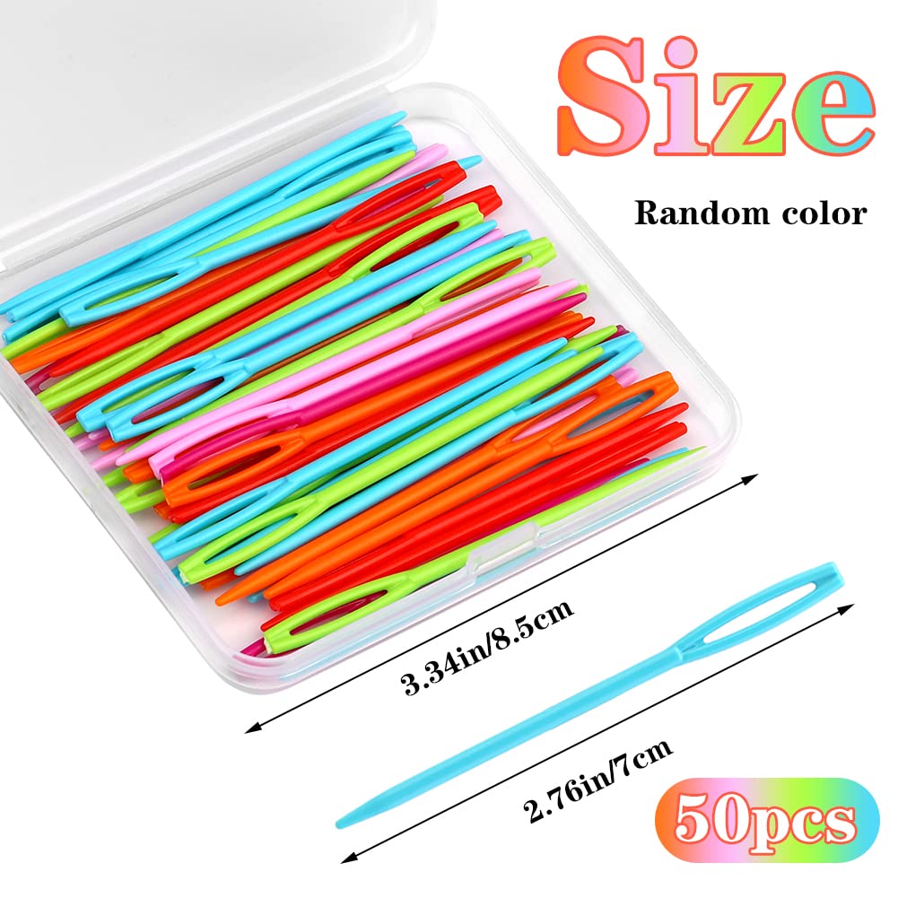 50PCS Large Eye Plastic Yarn Needles for Sewing & Crafting - 7cm/2.76inch DIY Needles with Storage Box - Perfect for Knitting, Crochet, Embroidery and Handmade Projects