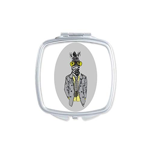 DIYthinker Yellow Glasses Pinto Grey - Compact Double Sided Animal Mirror for Makeup | Portable Pocket Mirror for Travel, Purse & Home Vanity (Cute Cat Design)