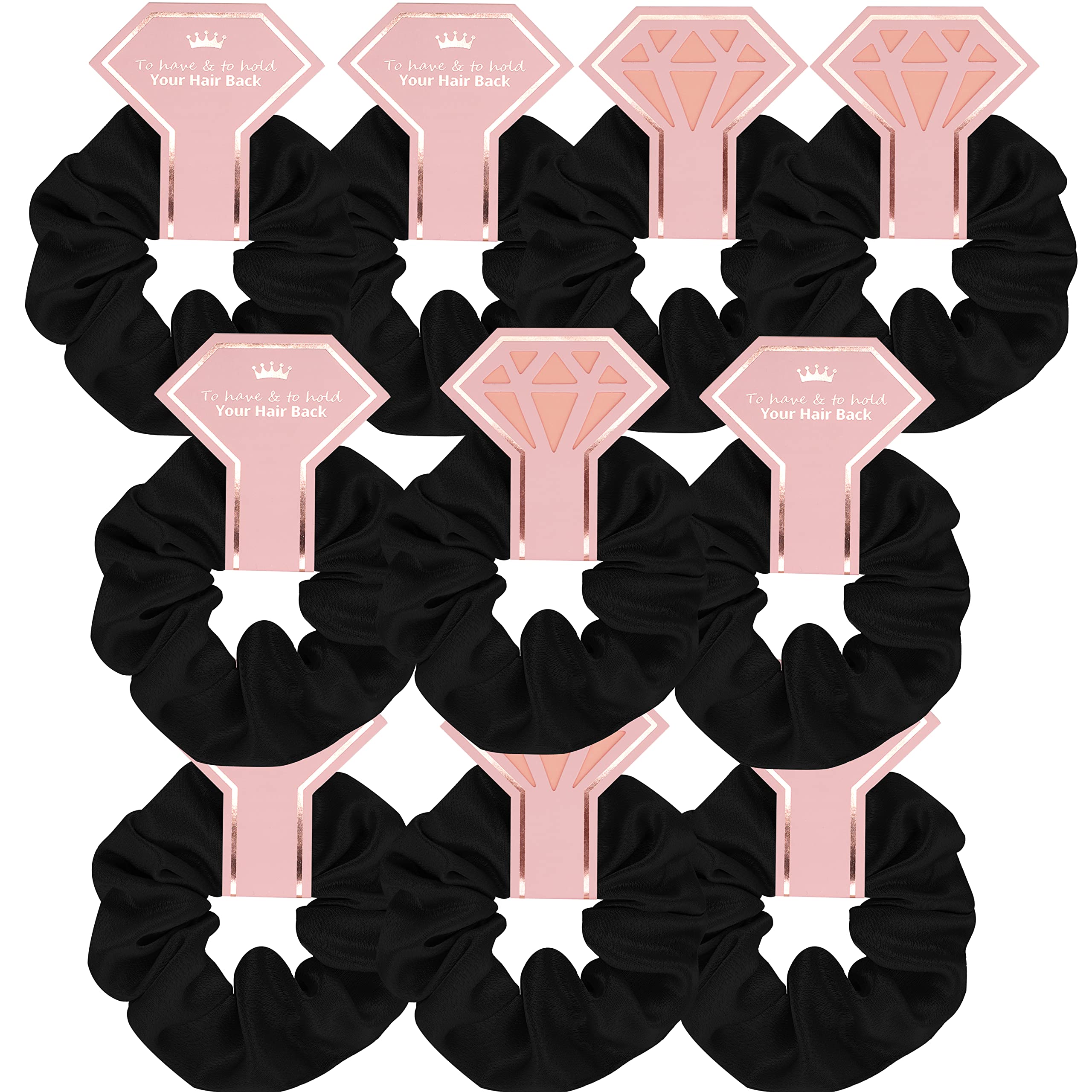 10 Pack Black Scrunchies for Bridesmaid Proposal, Bachelorette Party Favors, Wedding Hair Accessories - Soft Elastic Hair Ties for Women & Girls - Perfect for Bridal Shower, Girls Night Out and Everyday Use
