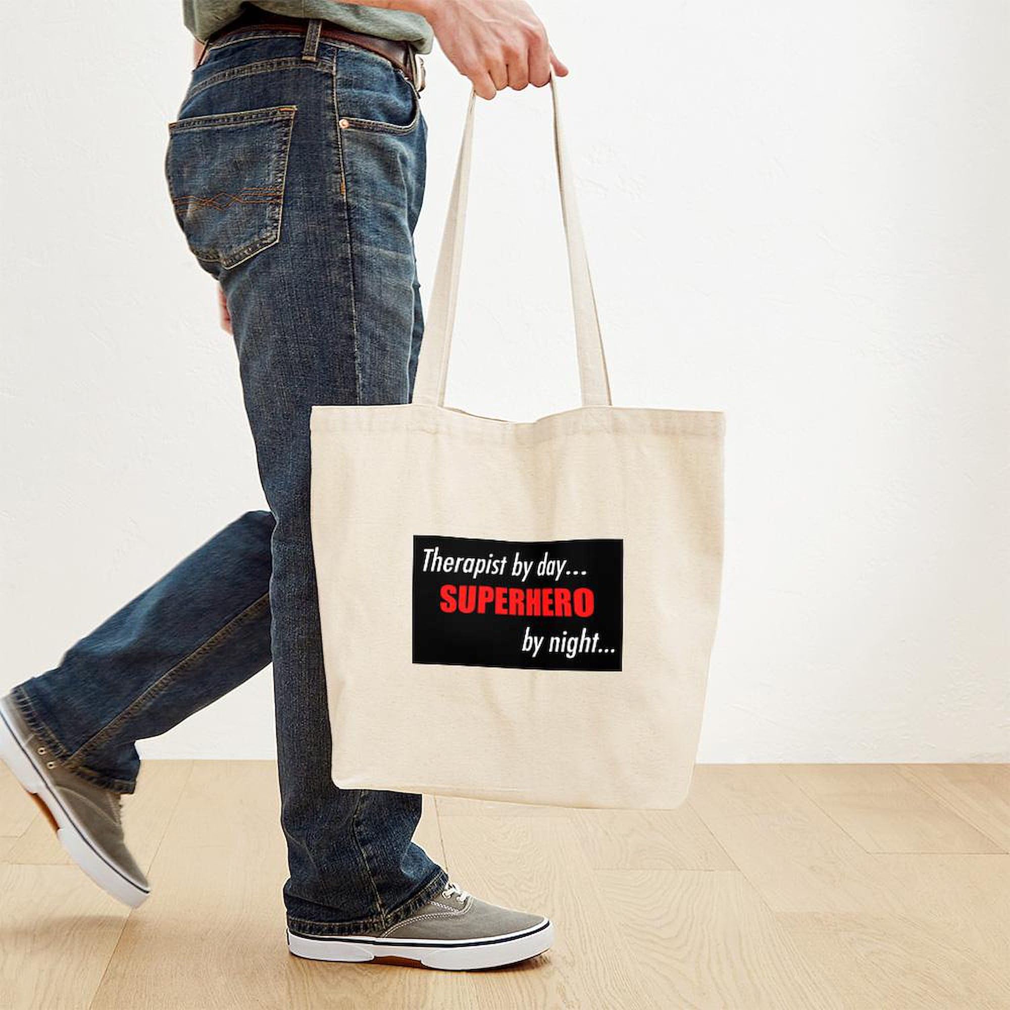 Superhero Therapist Tote Bag - Natural Canvas Reusable Shopping Bag for Work, Groceries & Everyday Use | Durable & Eco-Friendly