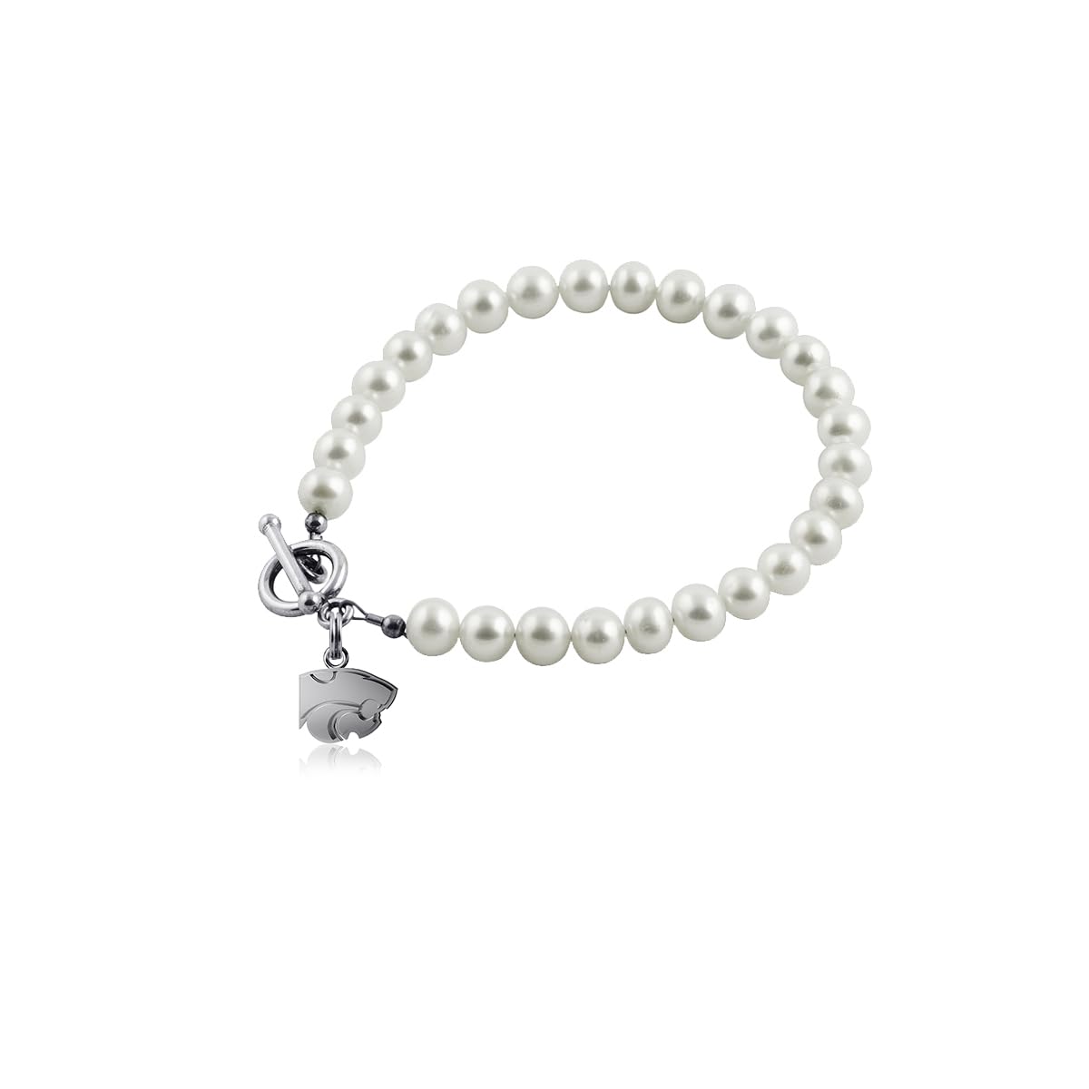 Kansas State University Pearl Bracelet - 925 Sterling Silver Charm with Freshwater Pearls, Hypoallergenic Jewelry Gift for Moms, Teams & Coaches | Perfect for Graduation, Mother's Day & School Spirit Events by Dayna Designs