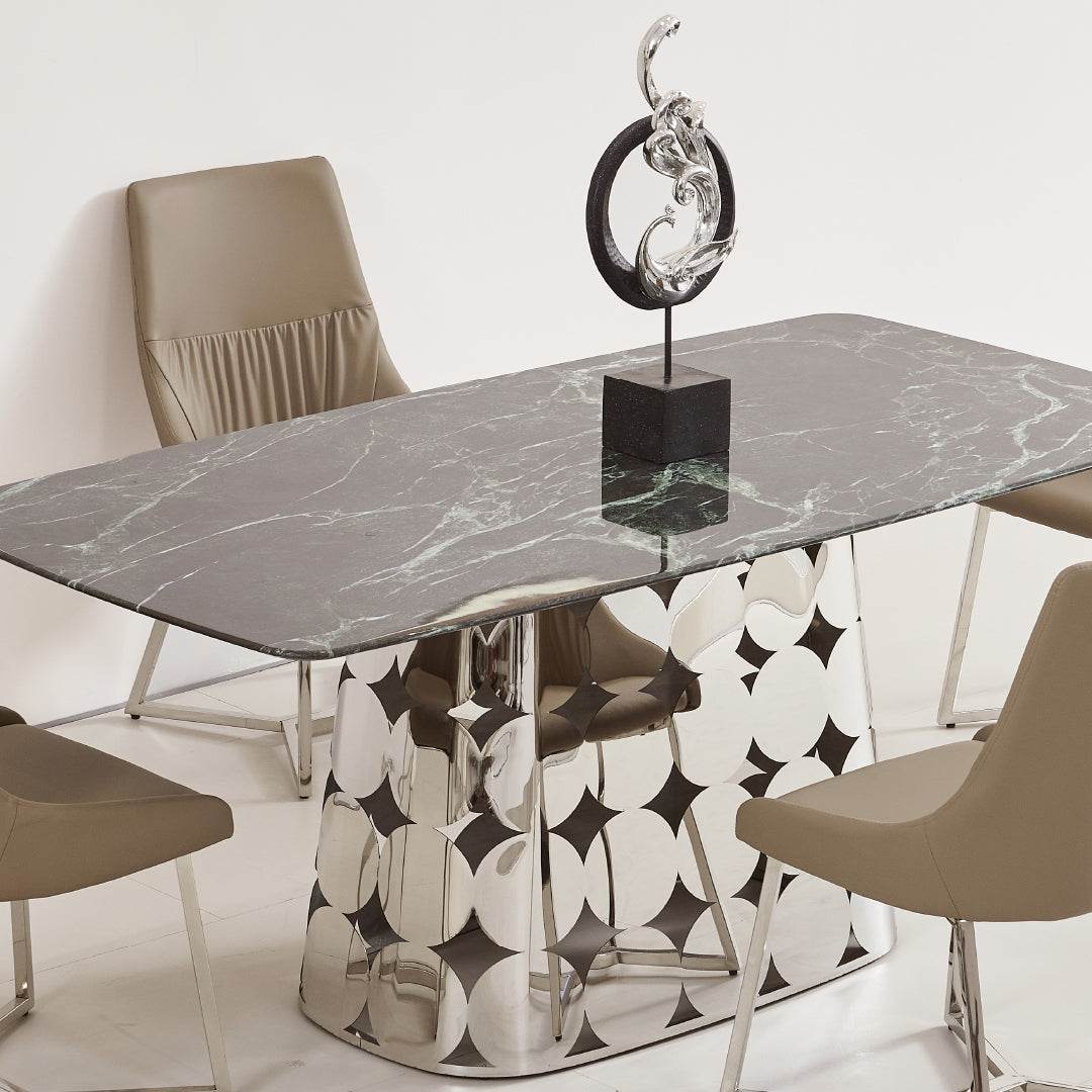 Marnie Cultured Marble Dining Table - 55/63/71 Inch Round Kitchen Table for 4-6 People, White Marble Finish - Perfect for Dining Room, Kitchen, Small Space & Apartment