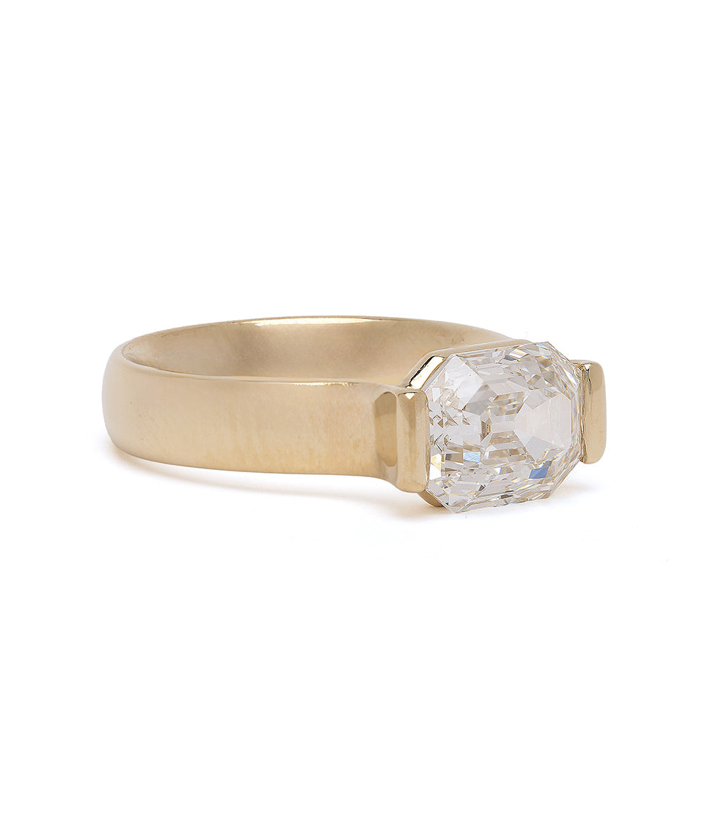 Bardot Half Bezel Engagement Ring - 14K Gold Solitaire Diamond Ring for Women | Perfect for Proposals, Anniversaries & Special Occasions