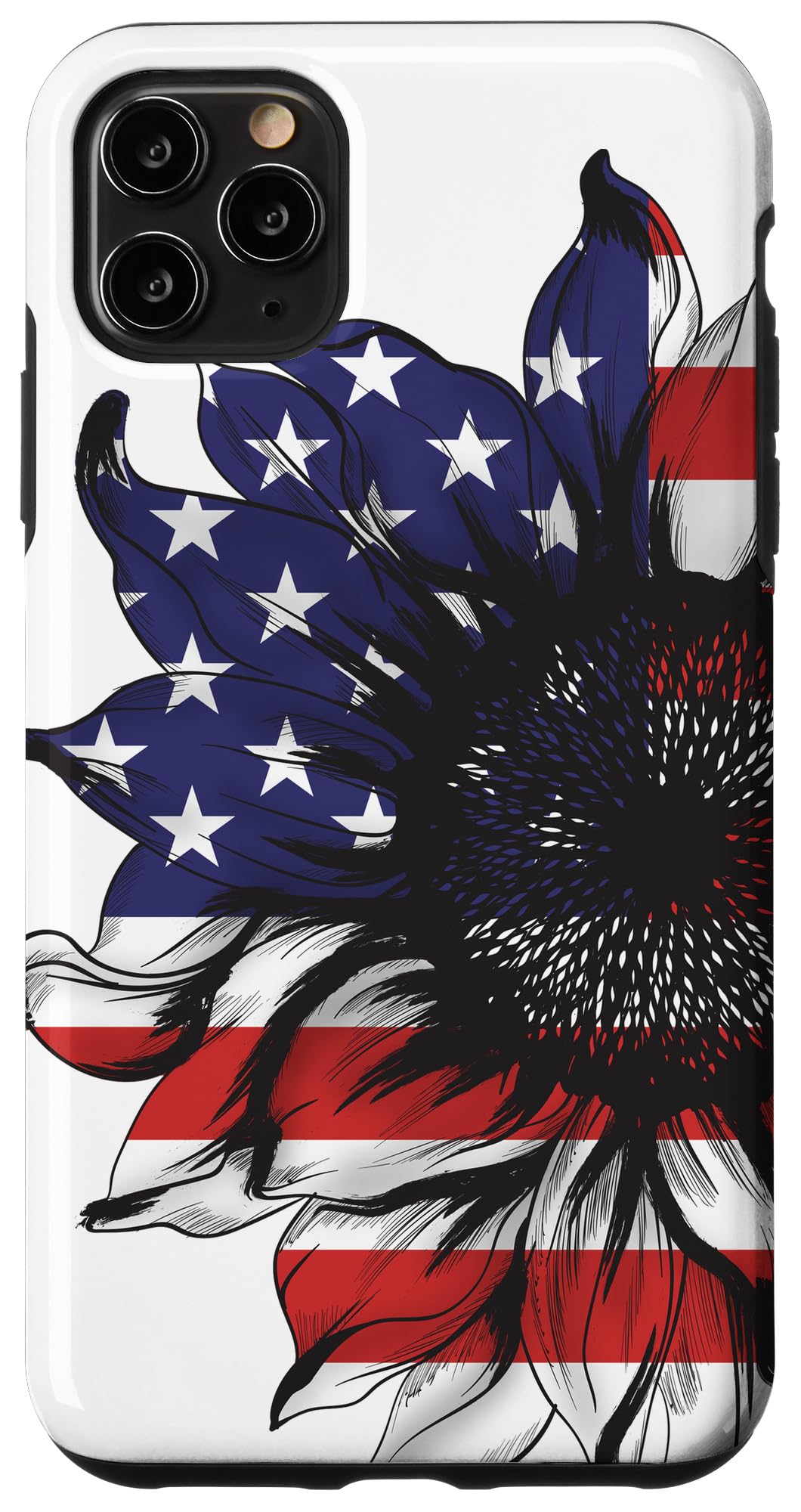 iPhone 11 Pro Max Case - American Flag Sunflower Design, Patriotic Protective Phone Cover for Women | Perfect for 4th of July, Veterans Day & Patriotic Gifts