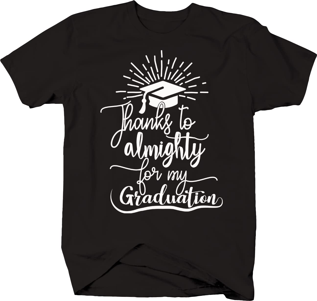 Graduation Cap T-Shirt for Men - Black Inspirational Thank You Shirt | Perfect for Graduation Ceremonies & Celebrations