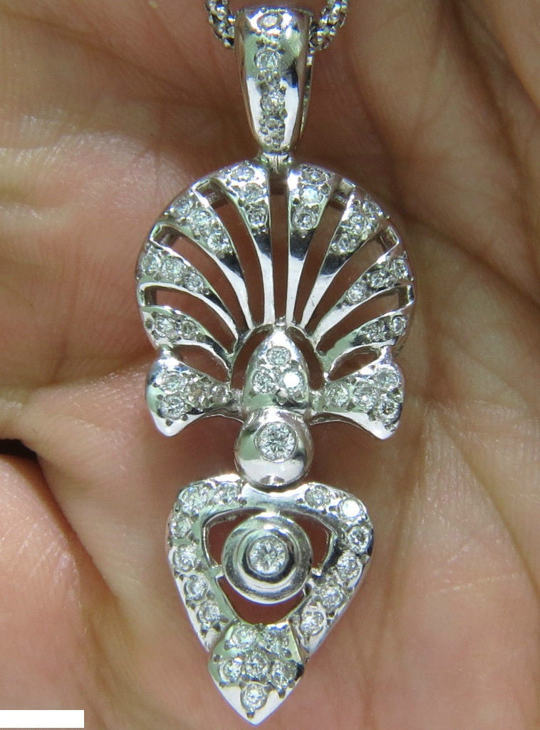 1.10 Carat Diamond Modern Deco Pendant Necklace - Italian 925 Sterling Silver Jewelry for Women - Perfect for Weddings, Anniversaries & Special Occasions