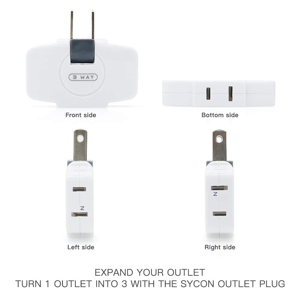 3-Way Wall Outlet Extender with Surge Protection - AC Power Adapter & Multi Plug Extension for Home, Office, Travel - Perfect for Charging Phones, Laptops & Small Appliances
