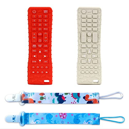 FATEORT 2-Pack Silicone Baby Teething Toys for Infants 6-12 Months - Remote Control Shaped Chew Toys for Boys & Girls - Soothe Teething Pain & Gum Discomfort - Perfect for Home, Travel & Daycare Use