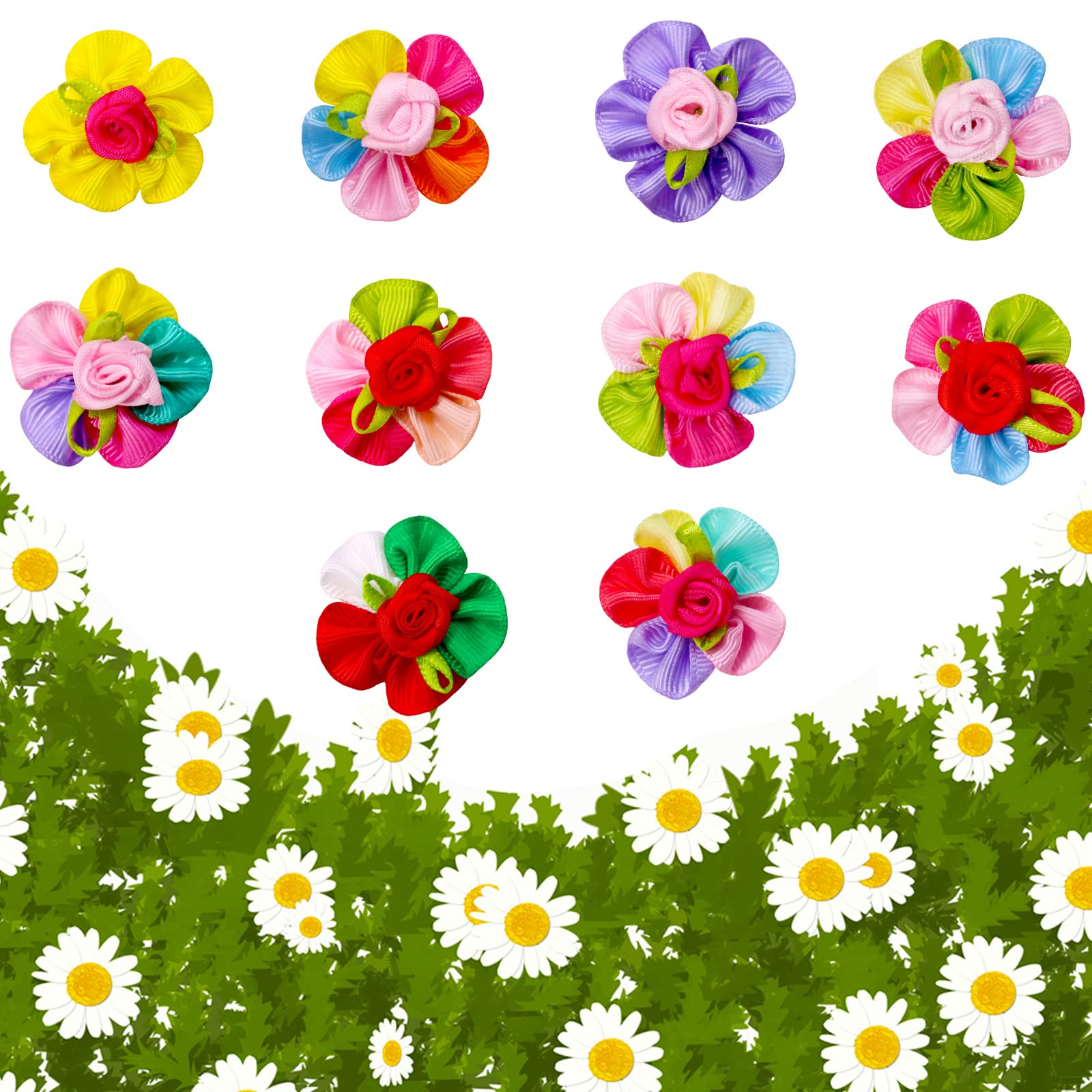 100pcs Dog Hair Bows - Small Pet Grooming Accessories for Yorkie & Puppy - Party & Daily Use