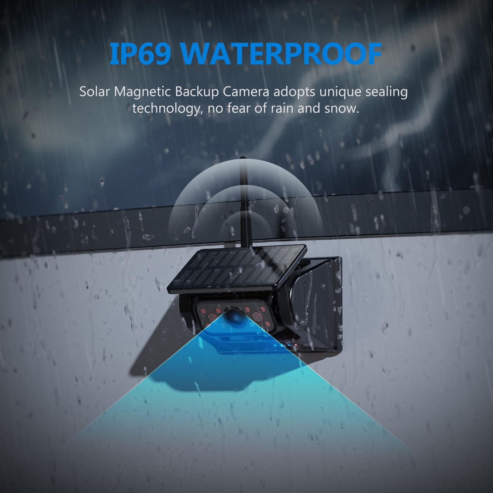 WiFi Magnetic Solar Wireless Backup Camera - 1080P HD Rear View Camera with 10500mAh Battery for Truck, RV, Trailer & Car | DVR Recording, Night Vision, IP69 Waterproof | iOS/Android App | Perfect for Parking, Reversing & Towing Safety
